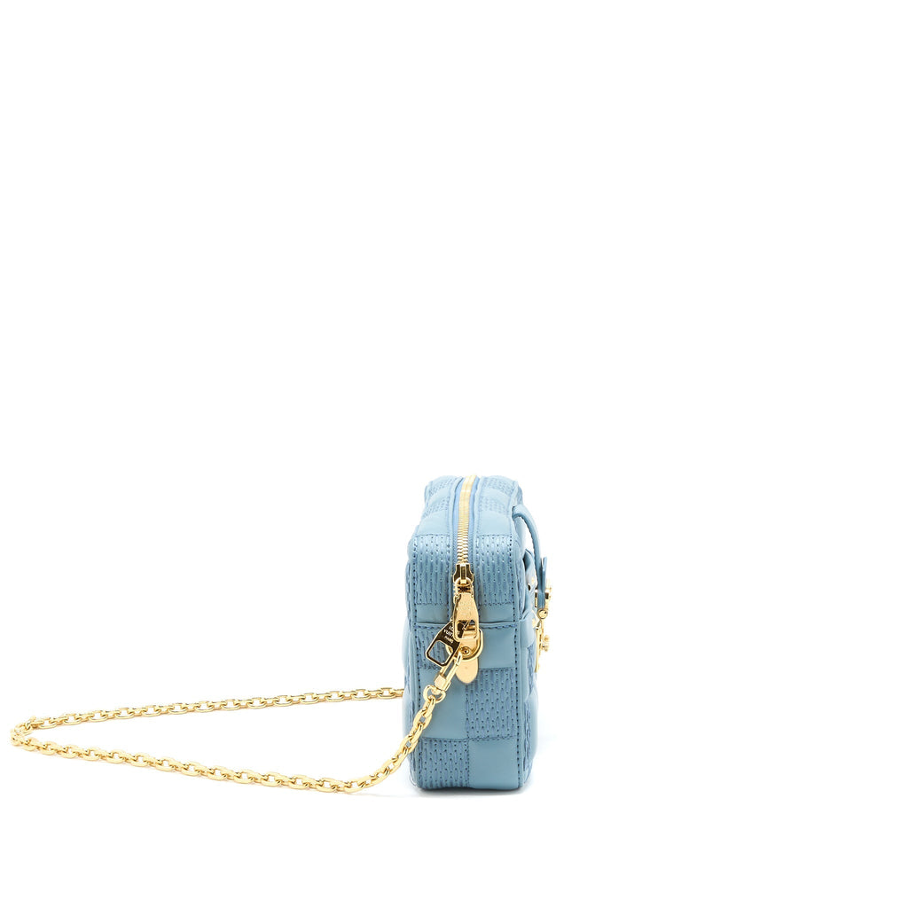 LOUIS VUITTON TROCA PM DAMIER QUILT LAMBSKIN LIGHT BLUE GHW (NEW VERSION)