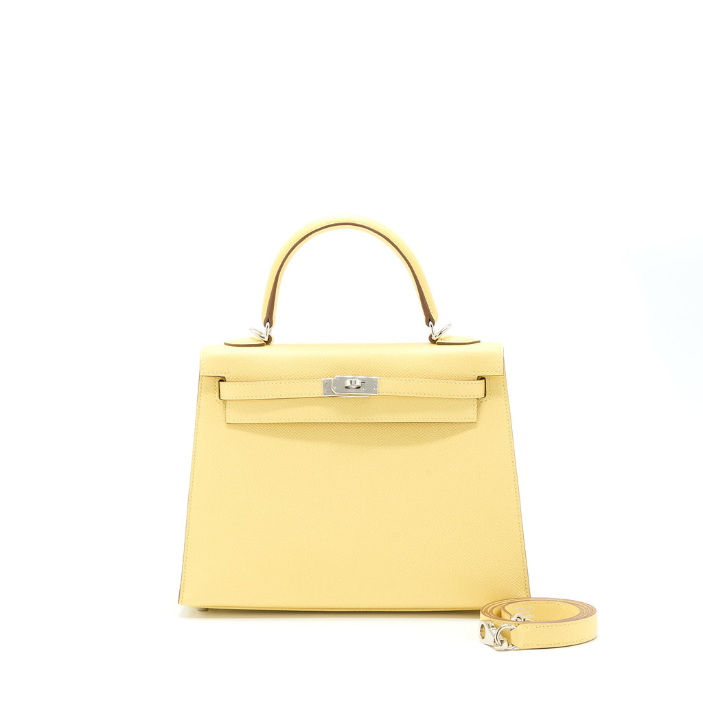 HERMES KELLY 25 EPSOM 1Z JAUNE POUSSIN SHW