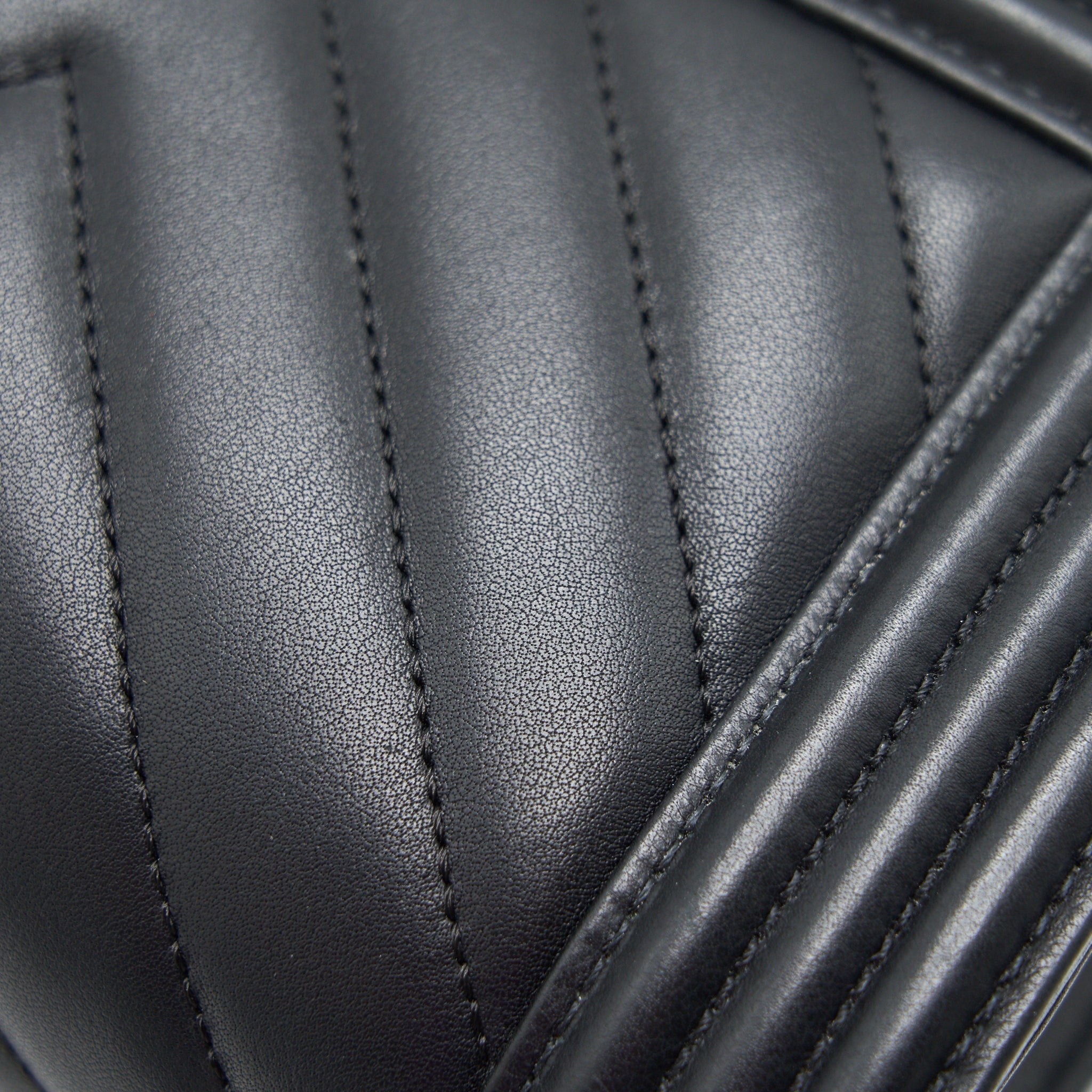 CHANEL SMALL CHEVRON LEBOY BAG CALFSKIN BLACK WITH SHW
