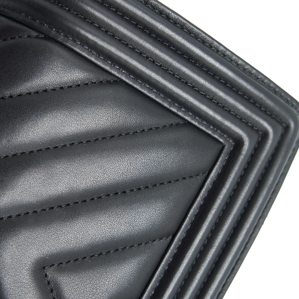 CHANEL SMALL CHEVRON LEBOY BAG CALFSKIN BLACK WITH SHW