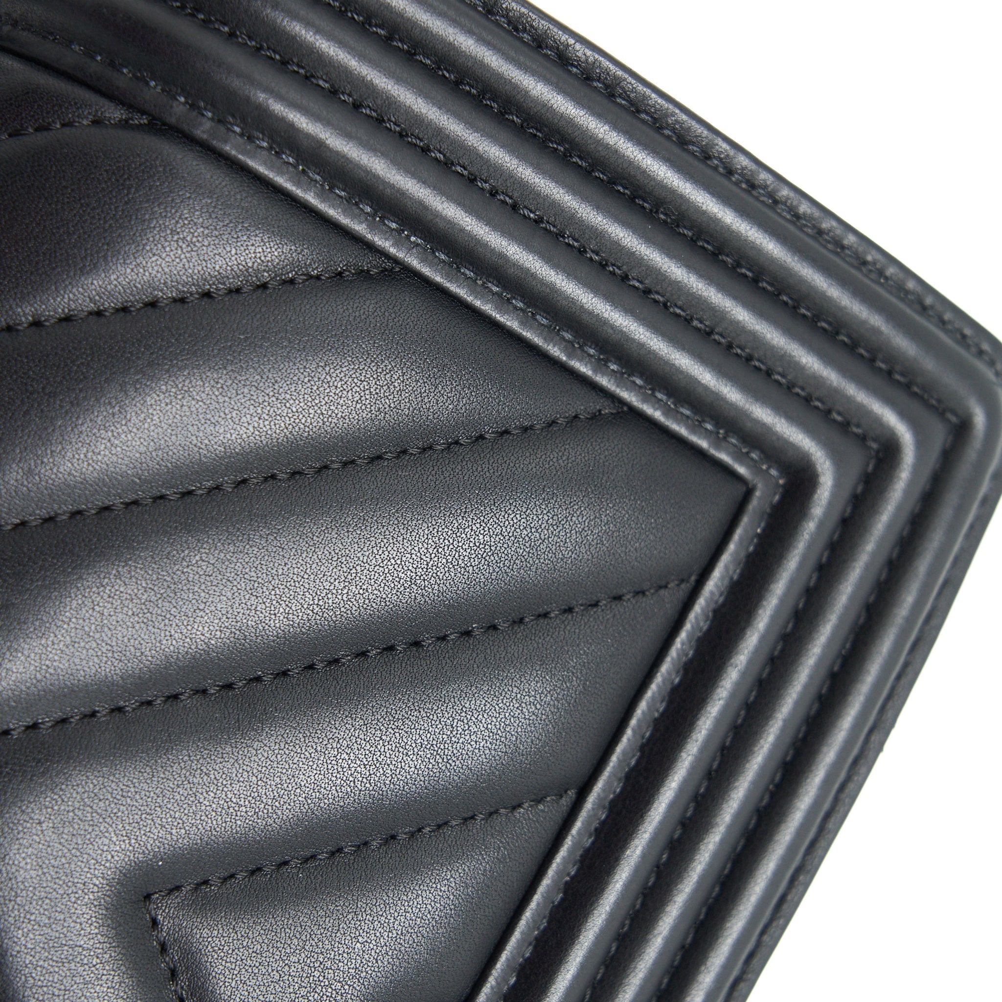 CHANEL SMALL CHEVRON LEBOY BAG CALFSKIN BLACK WITH SHW