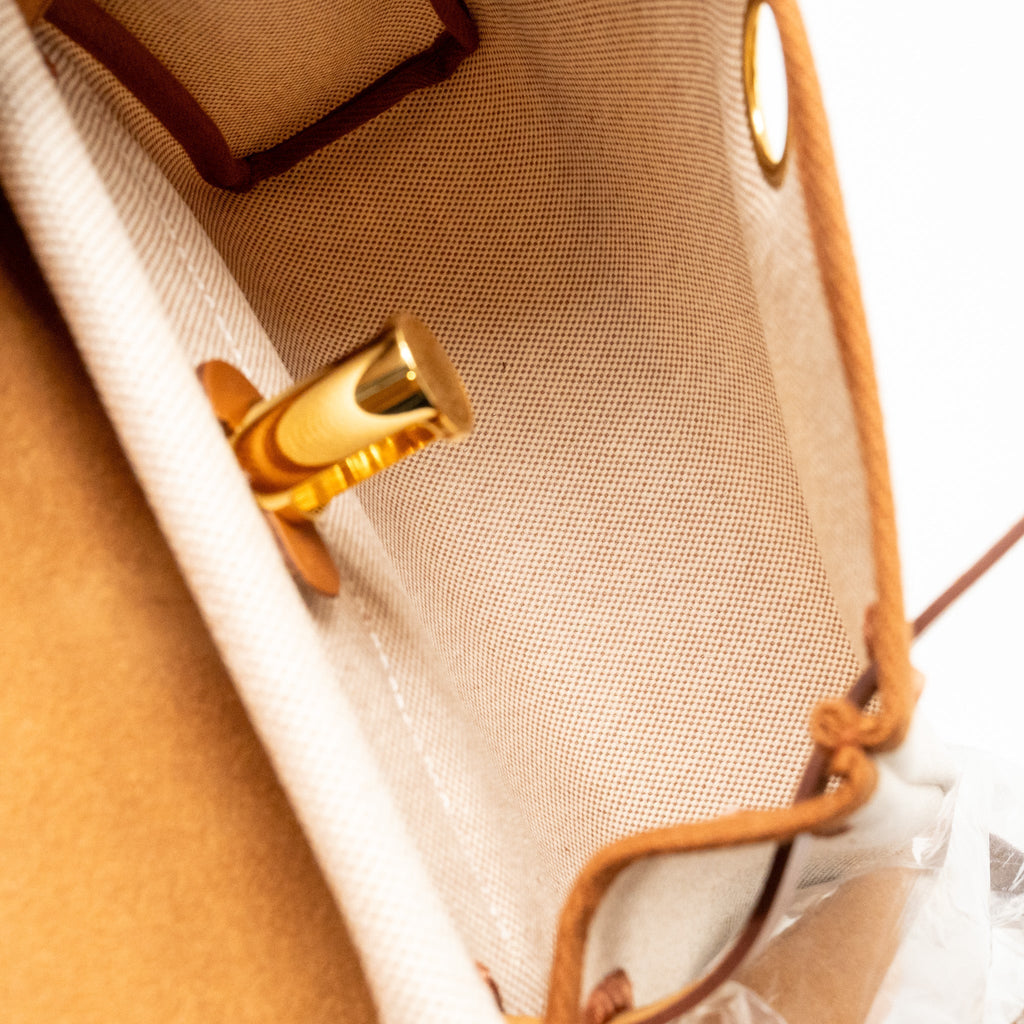 HERMES HERBAG MINI CANVAS/HUNTER LEATHER ECRU-BEIGE/FAUVE GHW