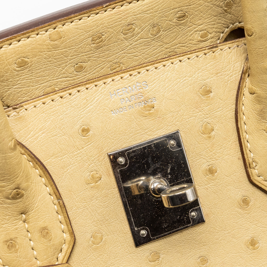 HERMES BIRKIN 30 OSTRICH 3C PARCHEMIN SHW