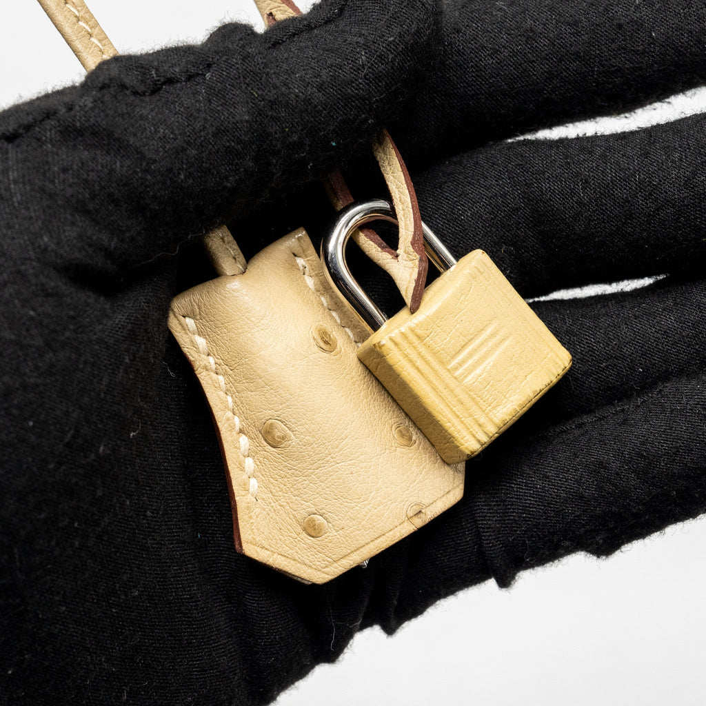 HERMES BIRKIN 30 OSTRICH 3C PARCHEMIN SHW
