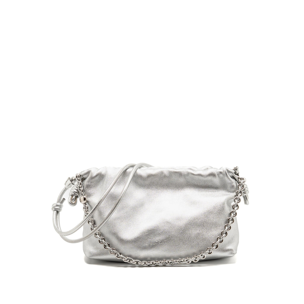 Loewe Medium Flamenco Purse Laminated Lambskin Silver SHW