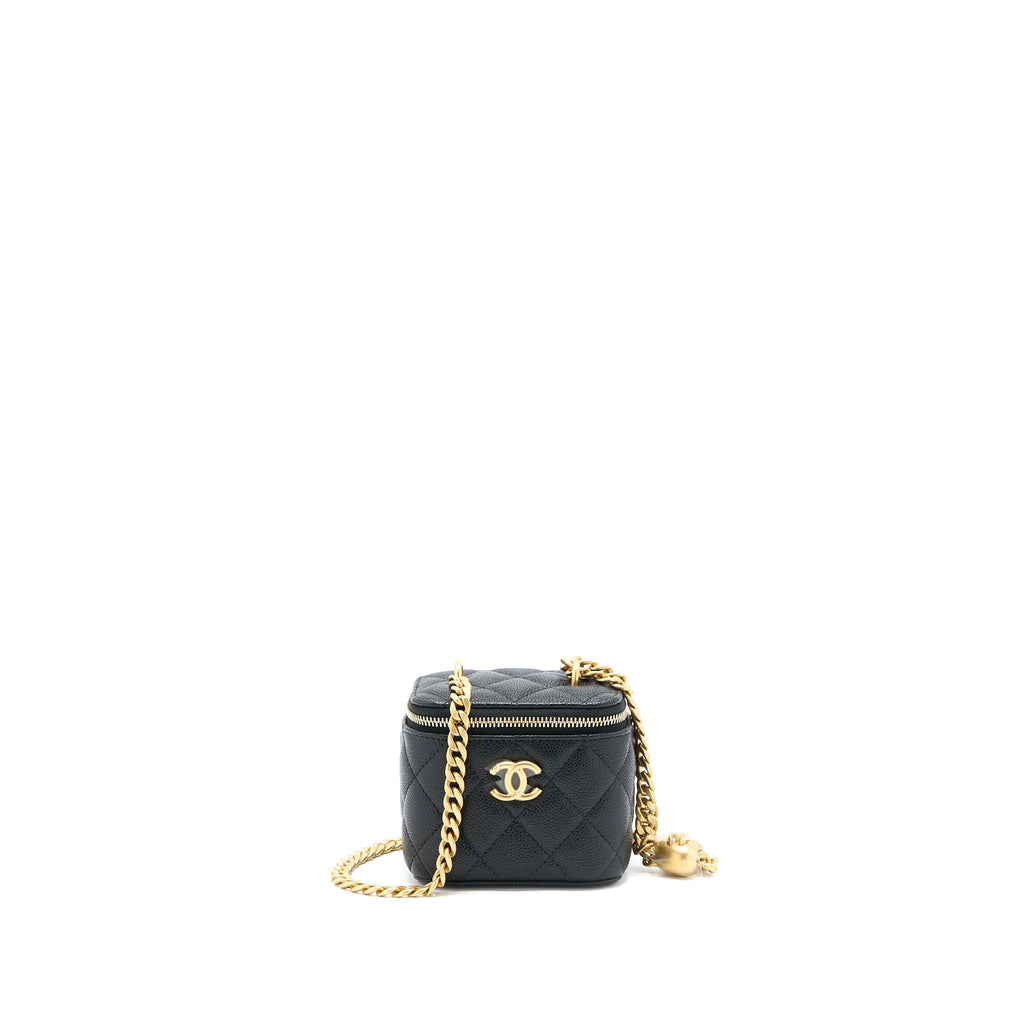 CHANEL 23P COCO LOVE MINI VANITY CASE CAVIAR BLACK GHW (MICROCHIP)