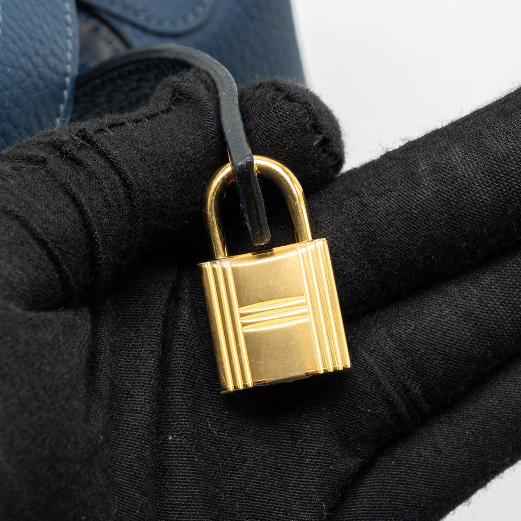 HERMES PICOTIN 18 LOCK BAG CLEMENCE BLEU DE PRUSSE GHW
