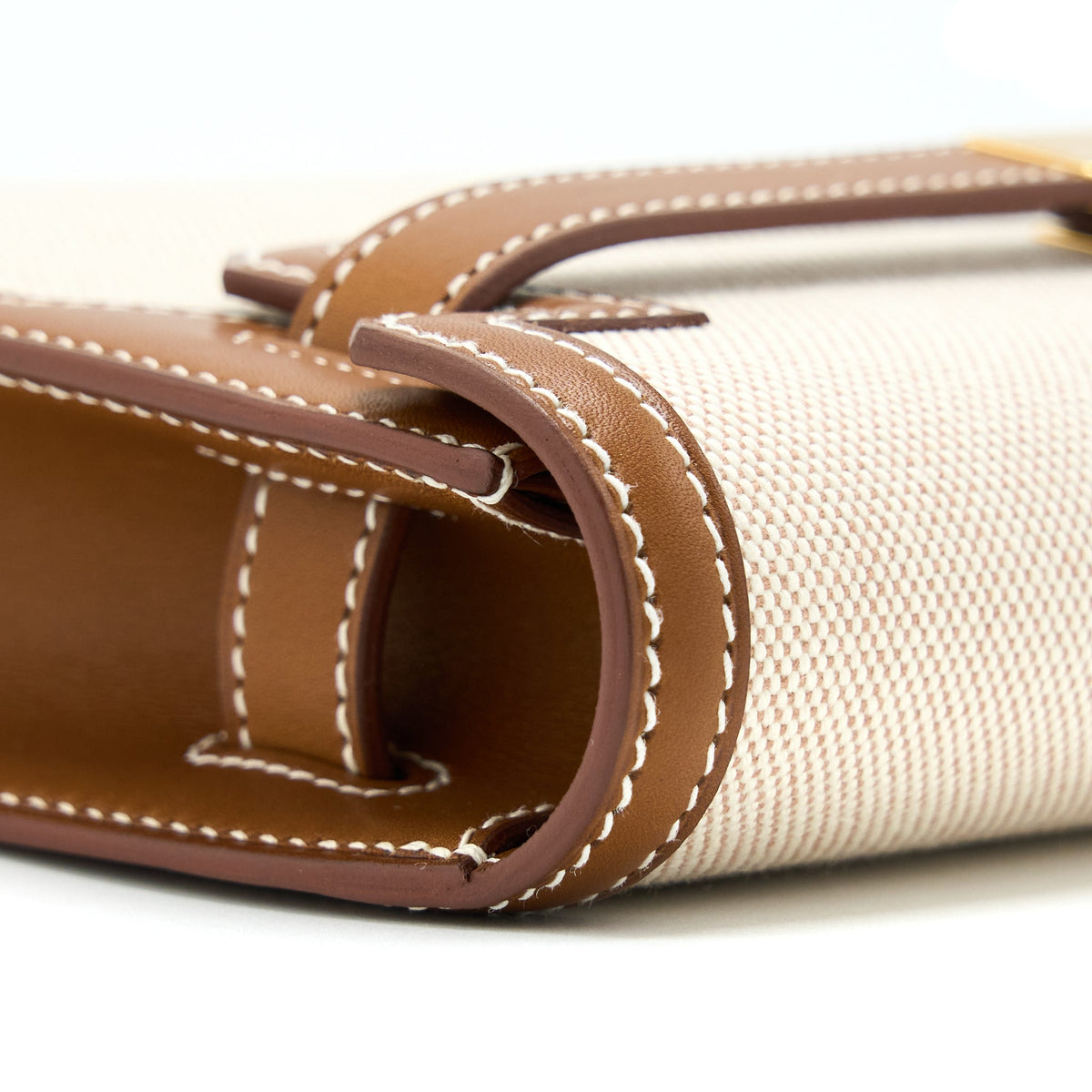 Hermes Pochette Kelly Depeches 25 Canvas and Barenia, Ecru/ Beige / Fauve GHW