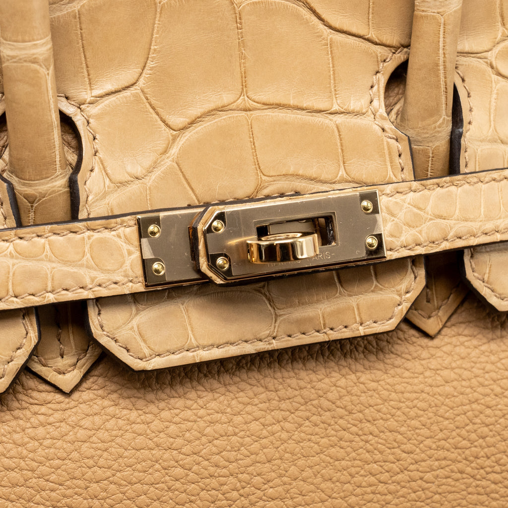 HERMES BIRKIN 25 TOUCH TOGO/ALLIGATOR MISSISSIPPIENSIS MAT CHAI LGHW