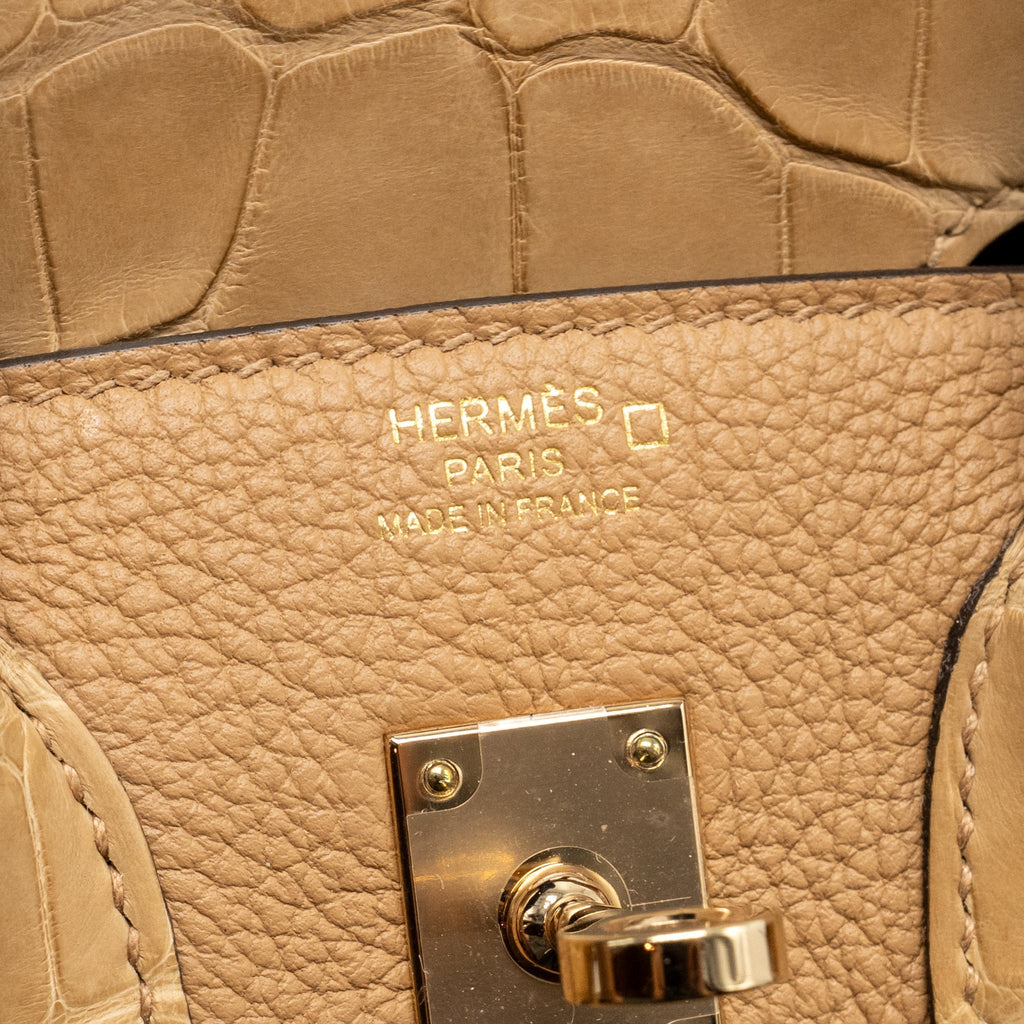HERMES BIRKIN 25 TOUCH TOGO/ALLIGATOR MISSISSIPPIENSIS MAT CHAI LGHW