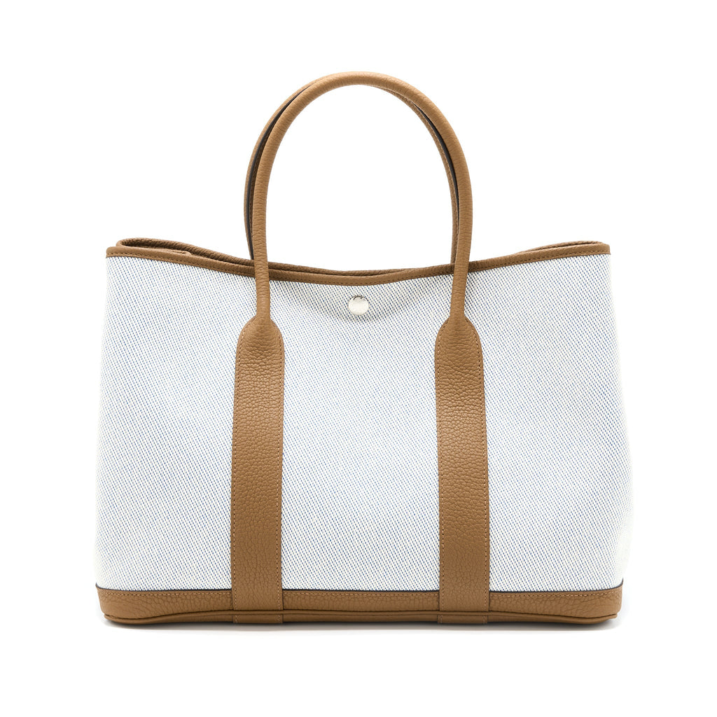 HERMES GARDEN PARTY 36 NEGONDA/CANVAS ECRU/ALEZAN/BLUE BILL SHW