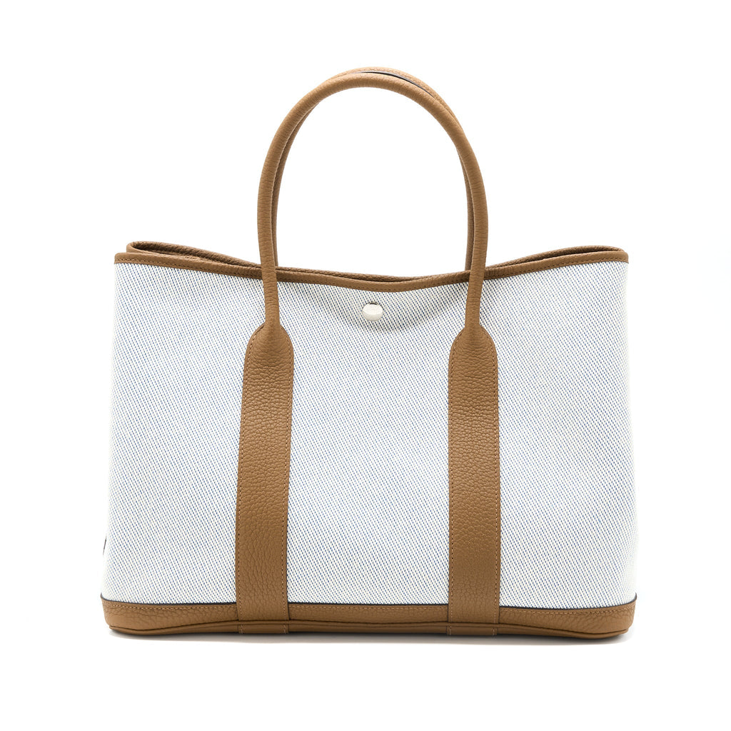 HERMES GARDEN PARTY 36 NEGONDA/CANVAS ECRU/ALEZAN/BLUE BILL SHW