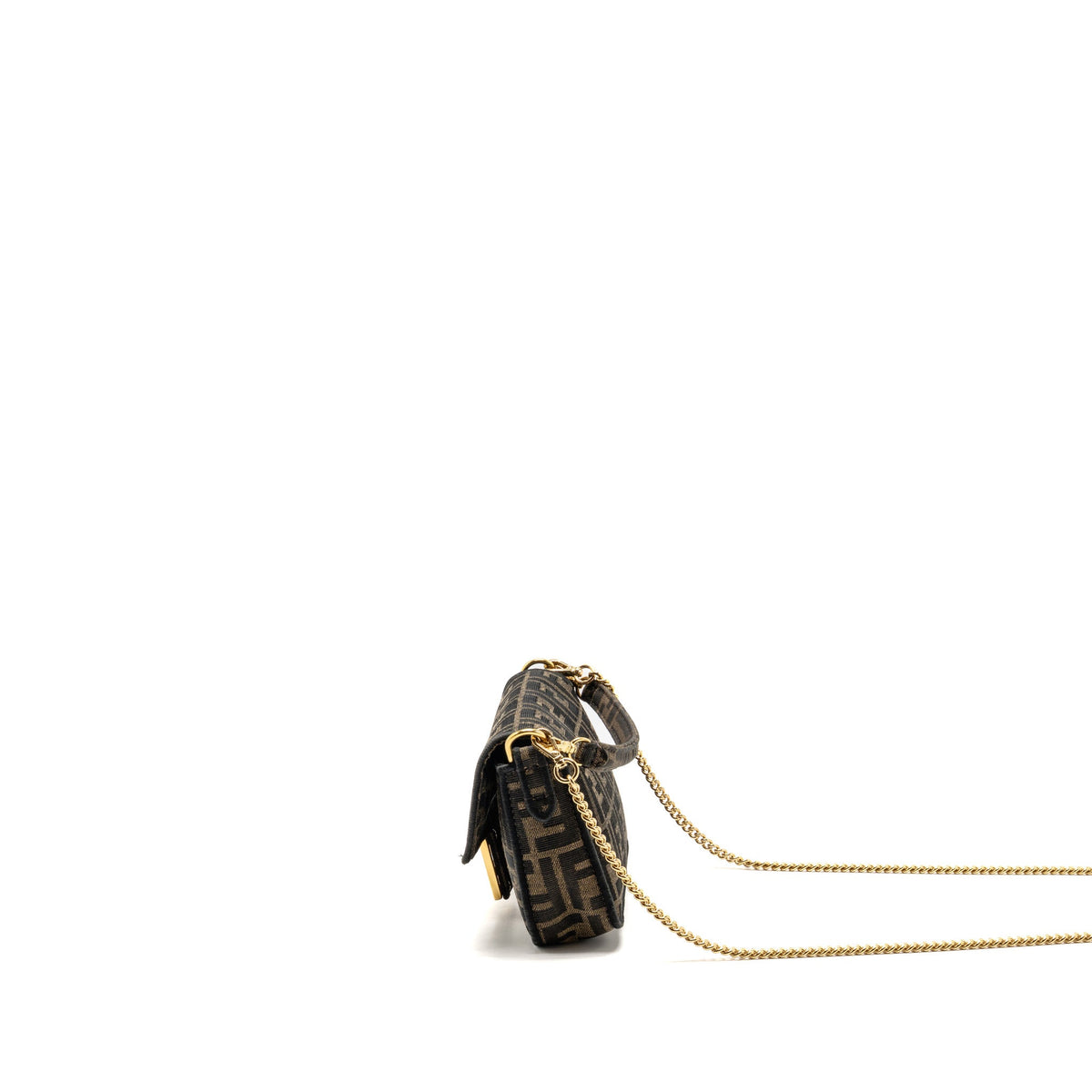 Fendi Mini Baguette Jacquard Fabric with FF Motif Brown GHW