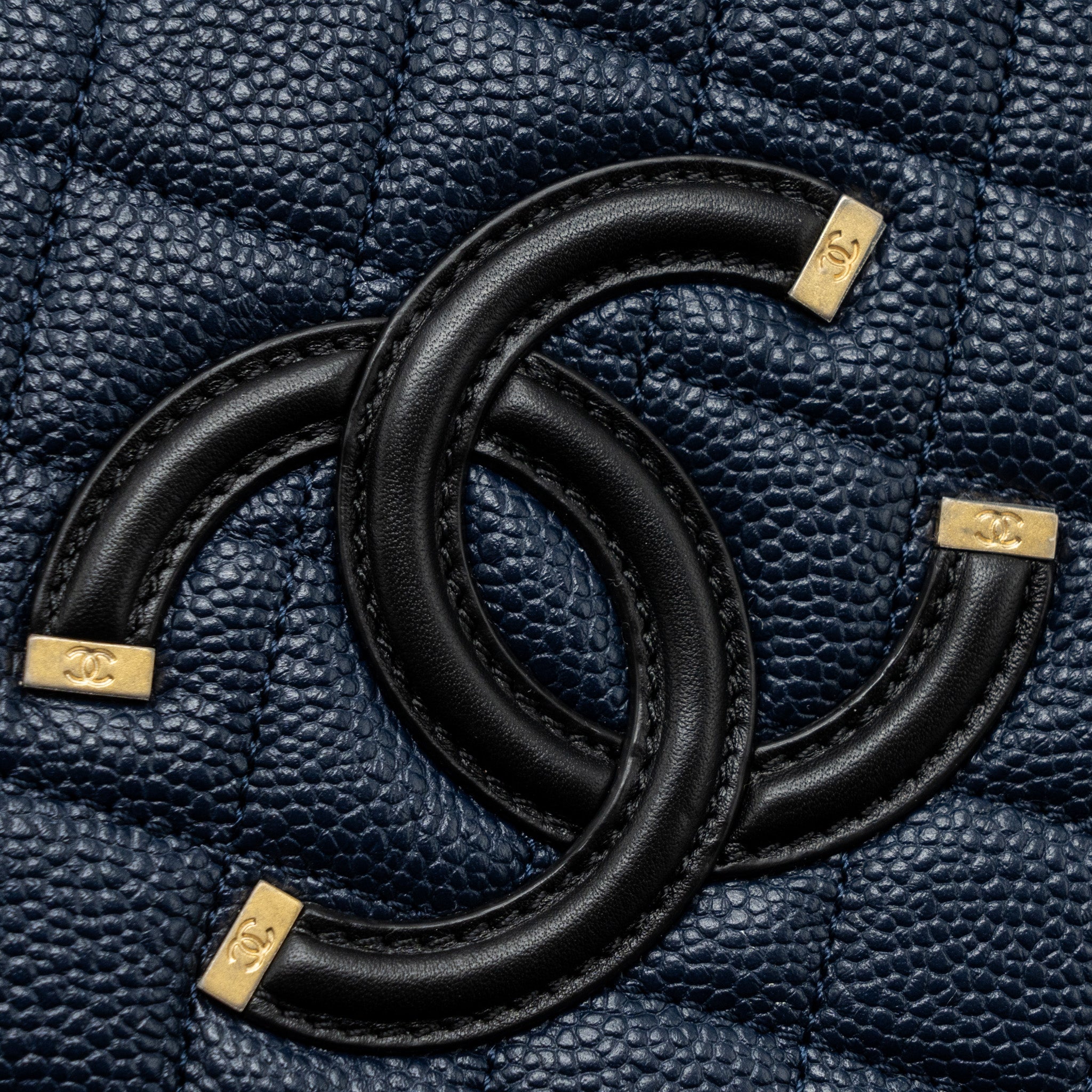 CHANEL FILIGREE CAMERA BAG CAVIAR DARK BLUE/ BLACK GHW