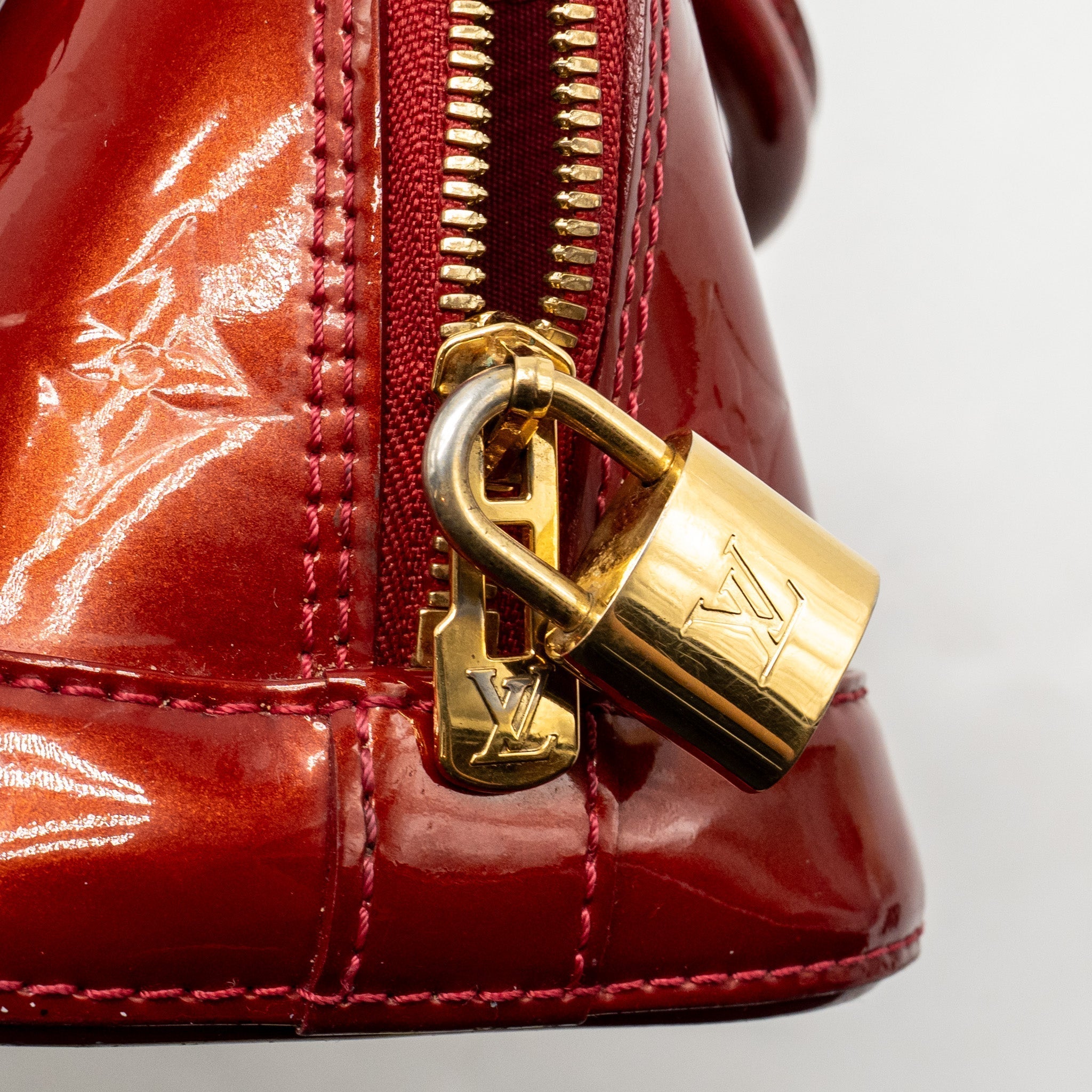LOUIS VUITTON ALMA BB PATENT LEATHER RED GHW