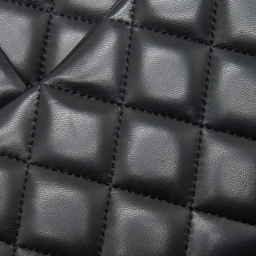 CHANEL CLASSIC DOUBLE FLAP JUMBO BAG LAMBSKIN BLACK GHW