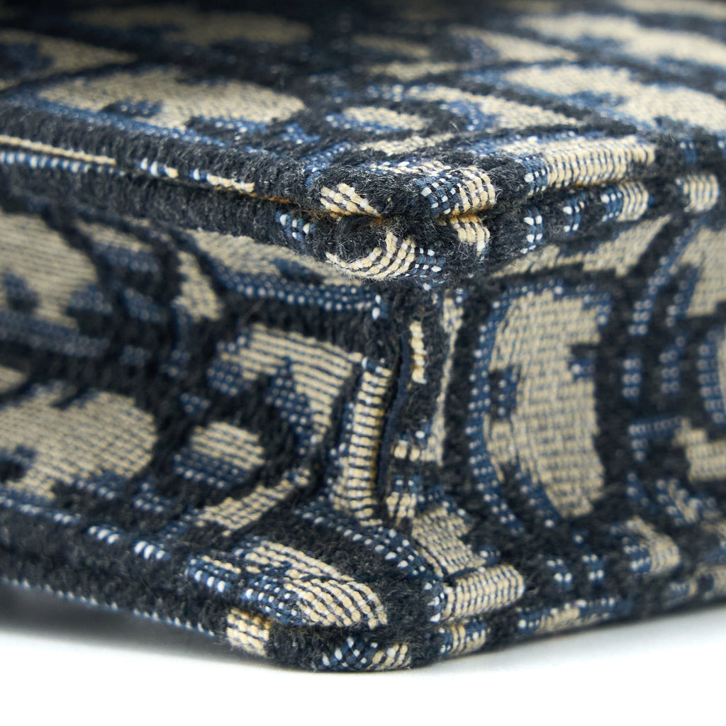 DIOR SADDLE BELT BAG BLUE OBLIQUE JACQUARD CANVAS GHW