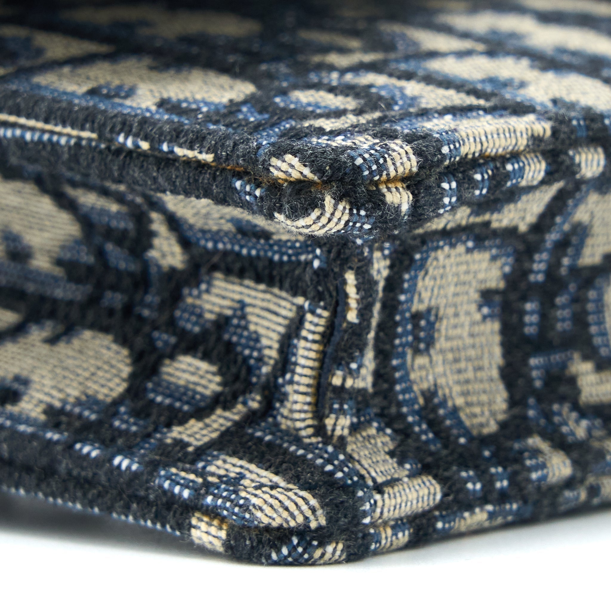 DIOR SADDLE BELT BAG BLUE OBLIQUE JACQUARD CANVAS GHW