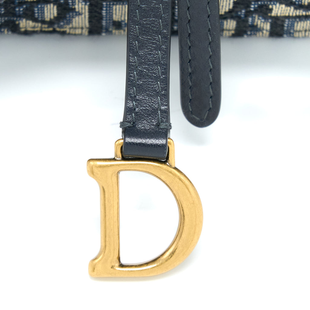 DIOR SADDLE BELT BAG BLUE OBLIQUE JACQUARD CANVAS GHW