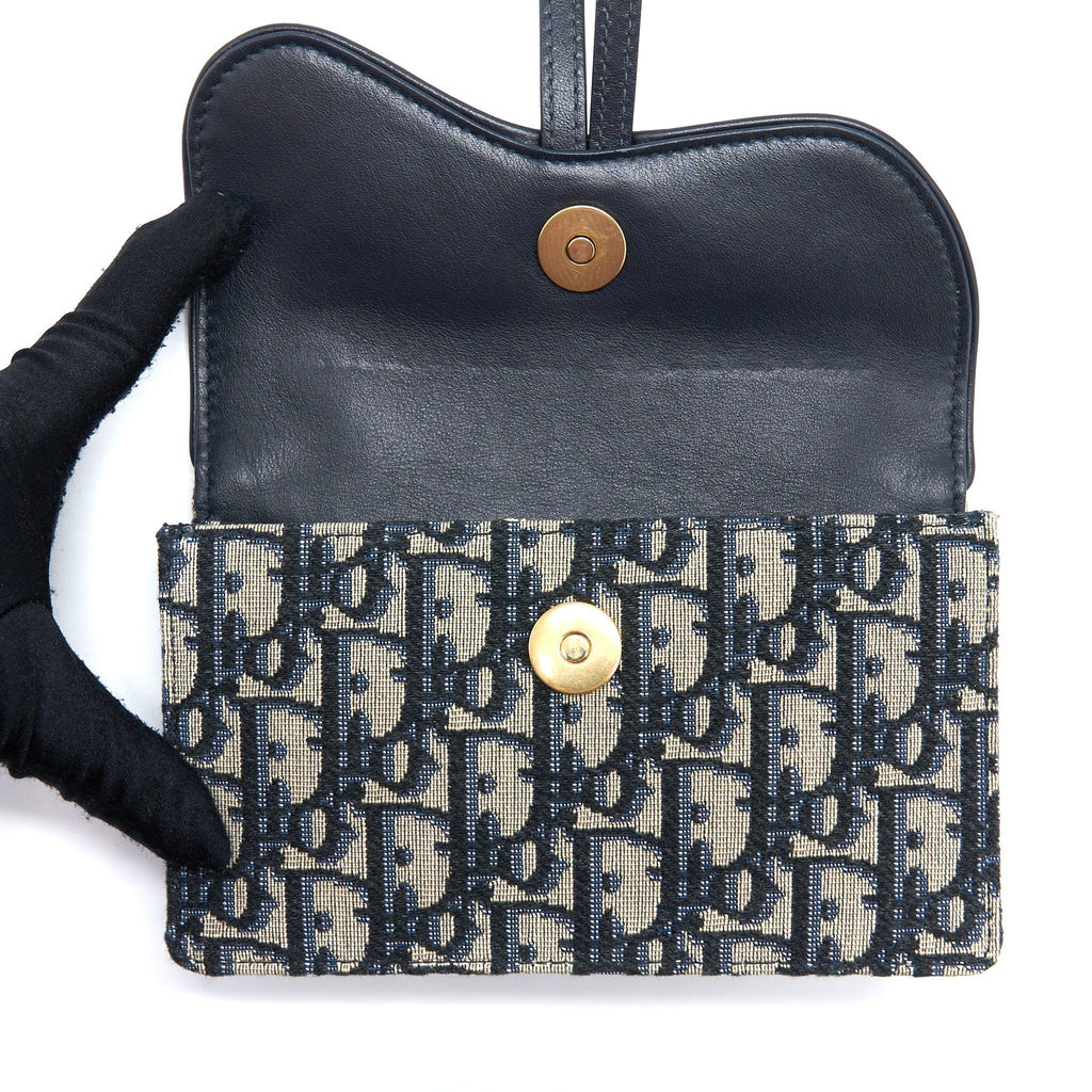 DIOR SADDLE BELT BAG BLUE OBLIQUE JACQUARD CANVAS GHW