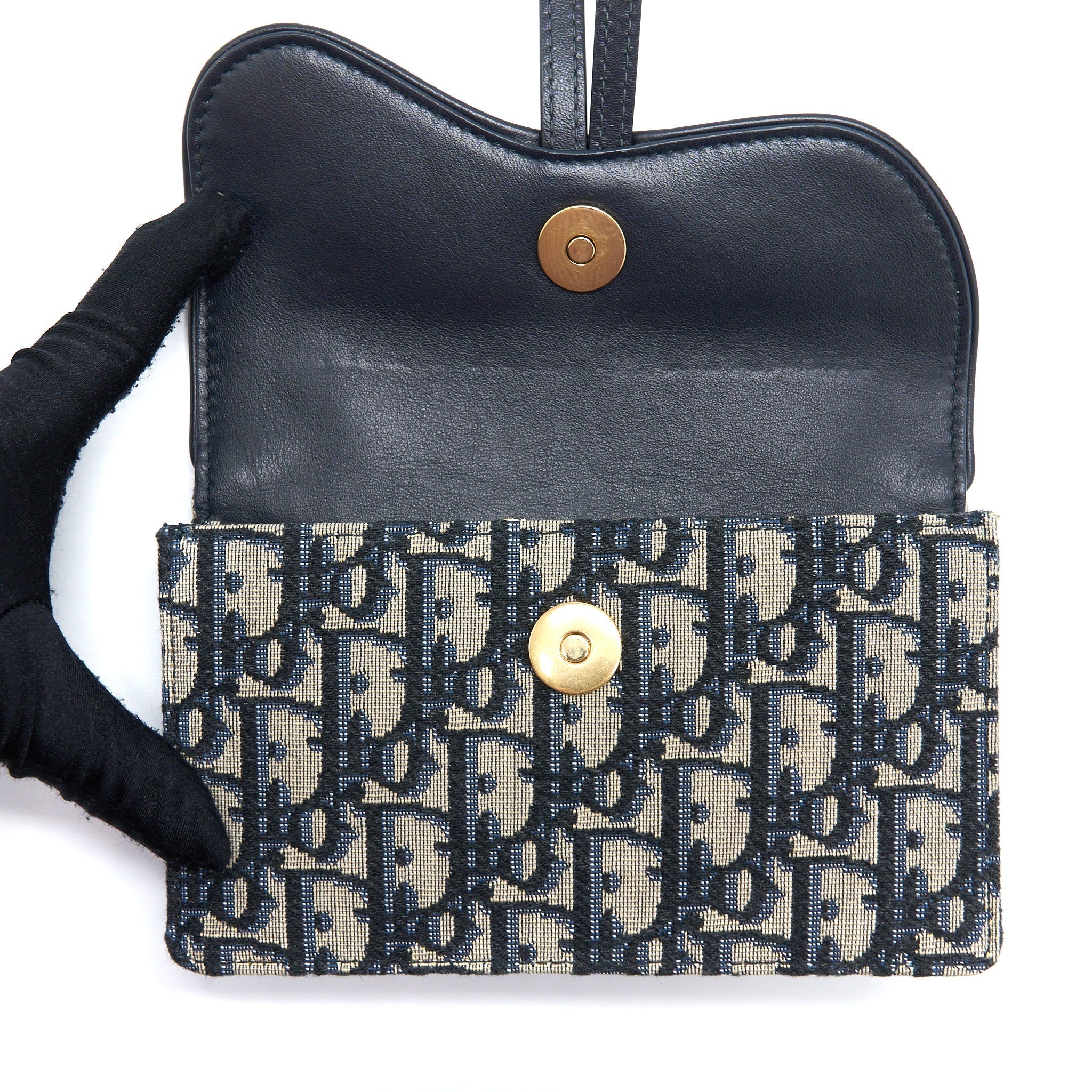 DIOR SADDLE BELT BAG BLUE OBLIQUE JACQUARD CANVAS GHW