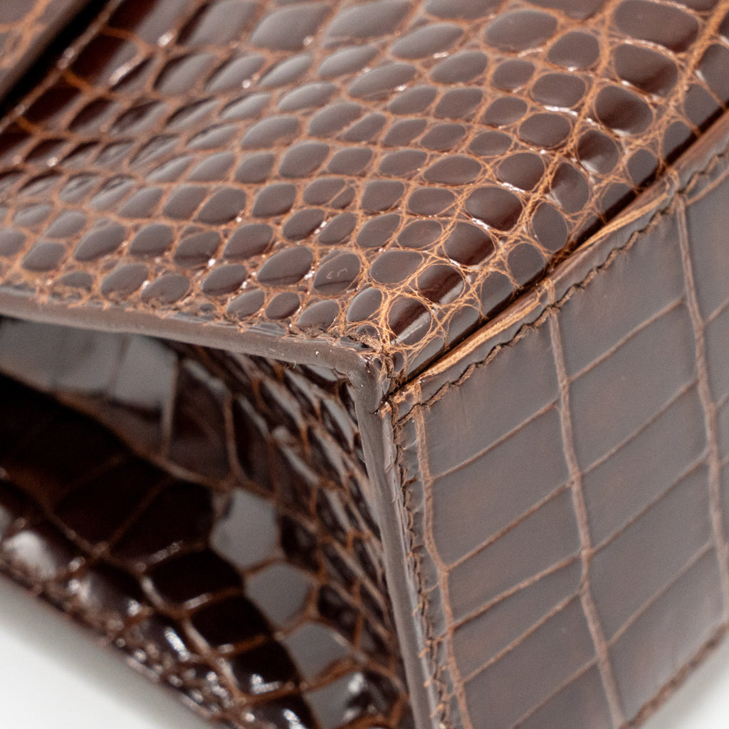 HERMES KELLY POCHETTE SHINY ALLIGATOR MISSISSIPPIENSIS 33 MIEL SHW SQUARE M