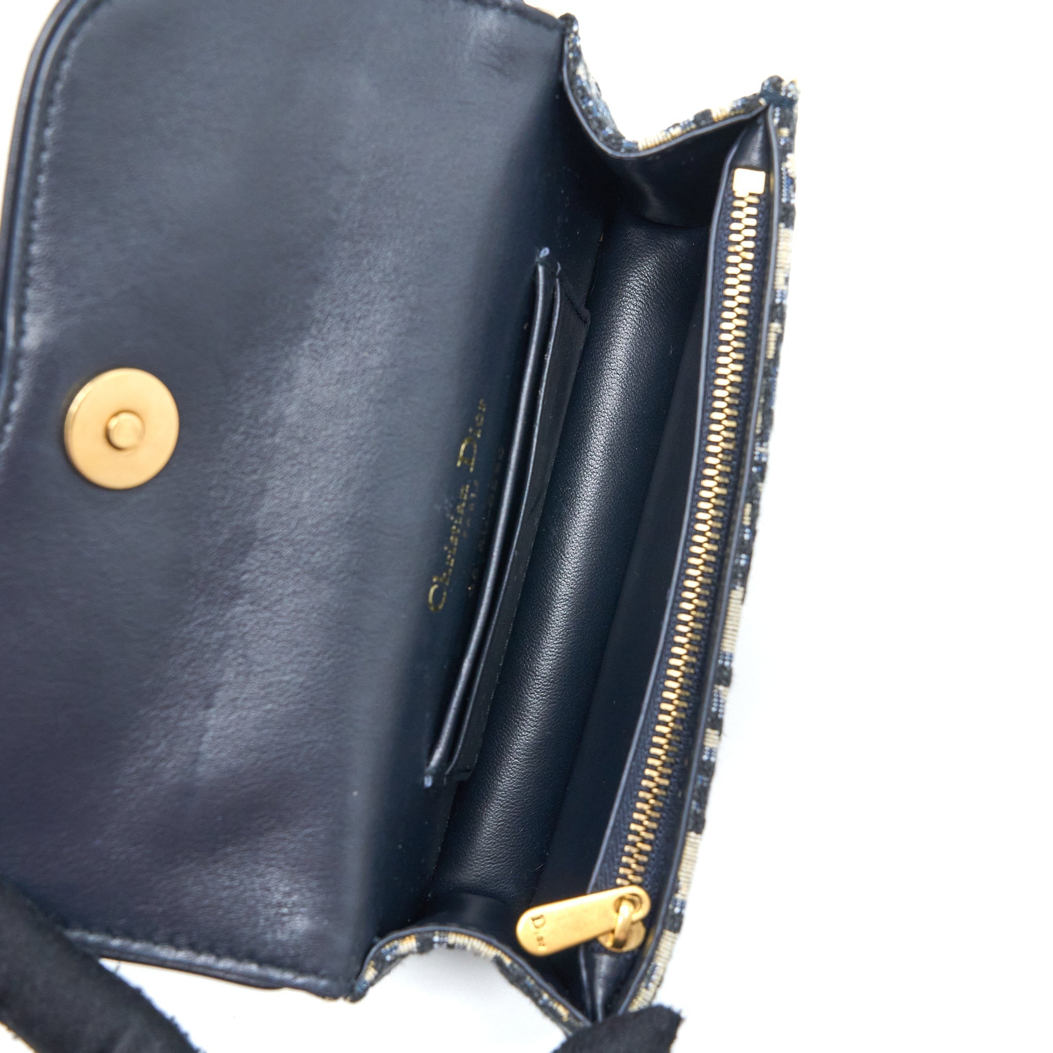 DIOR SADDLE BELT BAG BLUE OBLIQUE JACQUARD CANVAS GHW