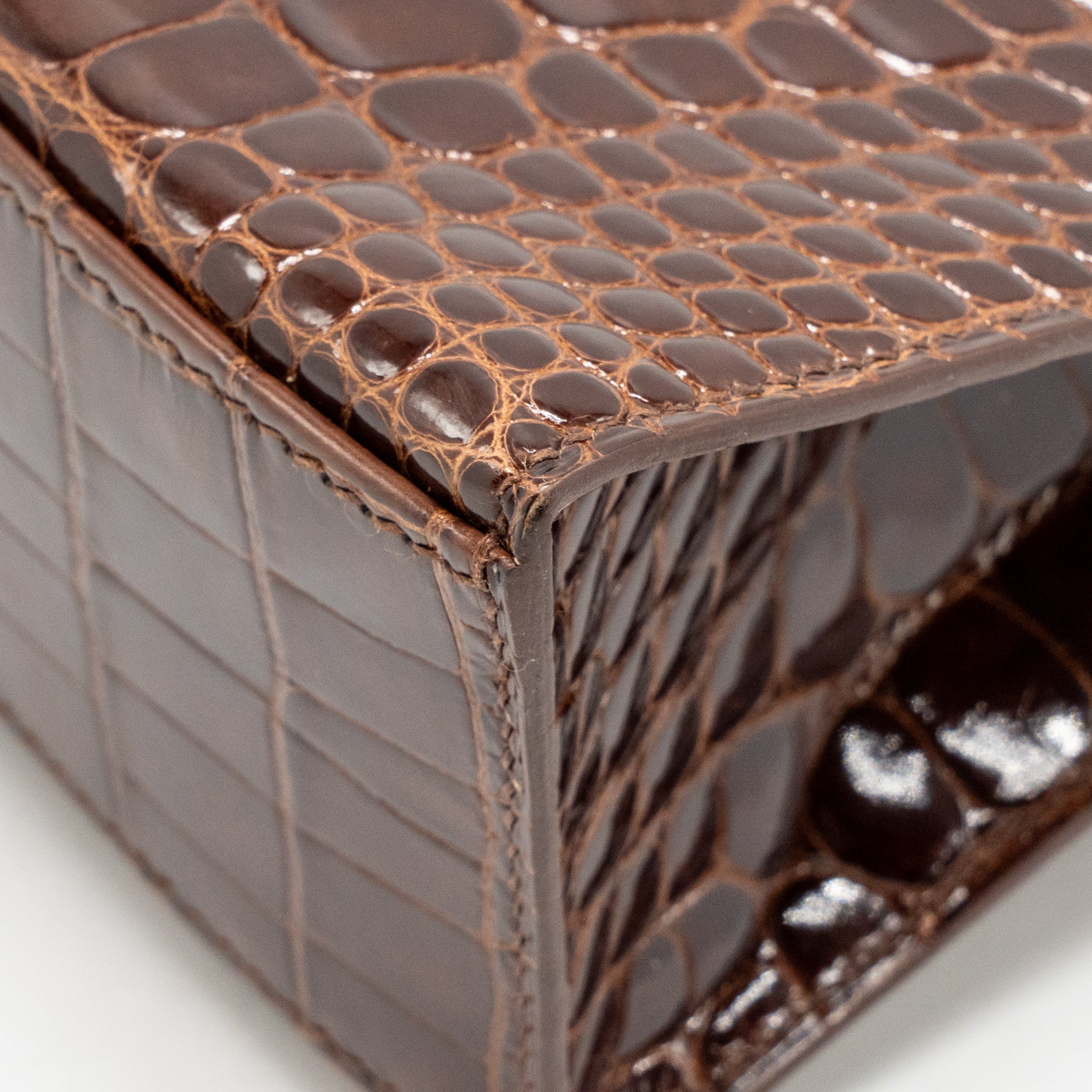 HERMES KELLY POCHETTE SHINY ALLIGATOR MISSISSIPPIENSIS 33 MIEL SHW SQUARE M