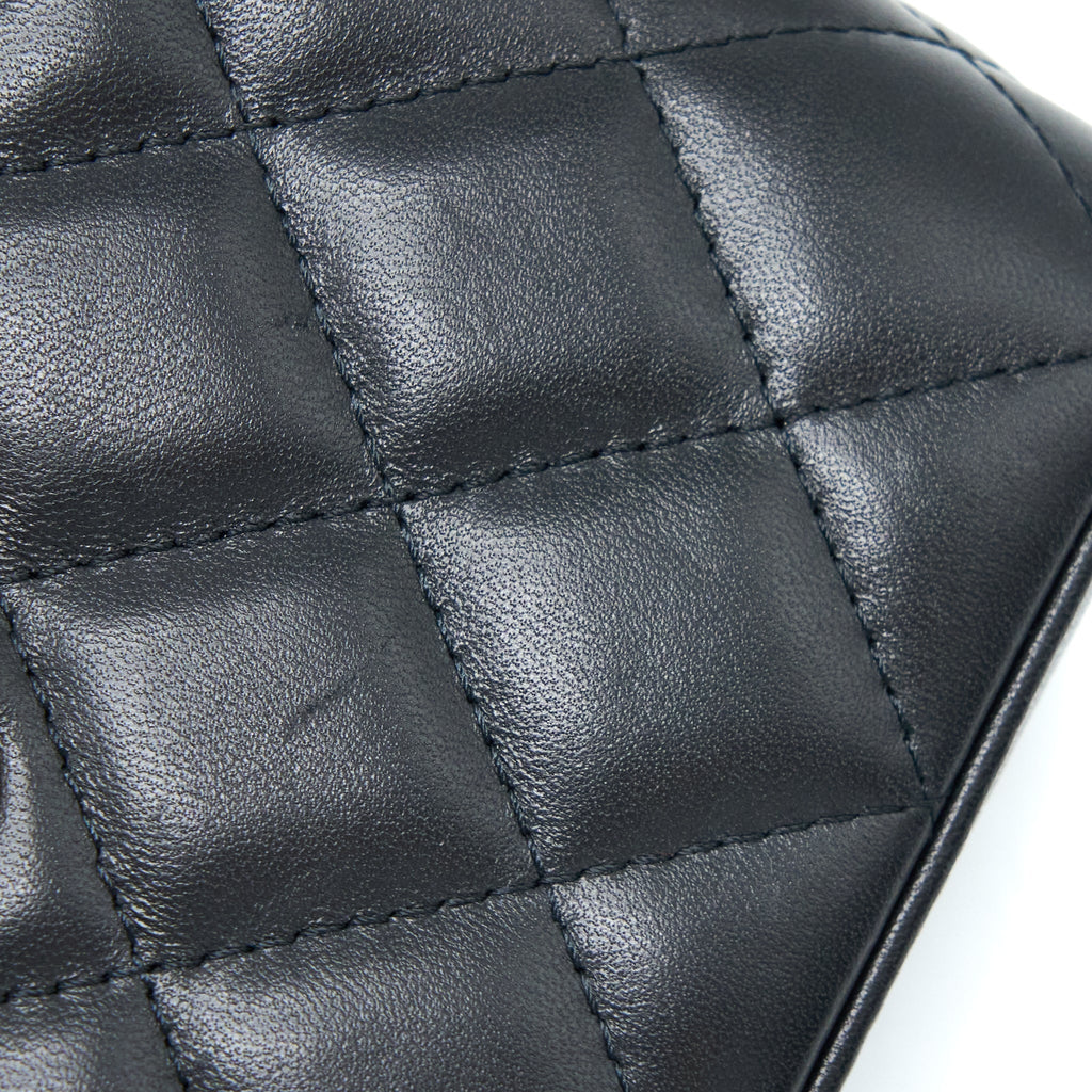 CHANEL PEAR CRUSH LONG VANITY WITH CHAIN LAMBSKIN BLACK GHW