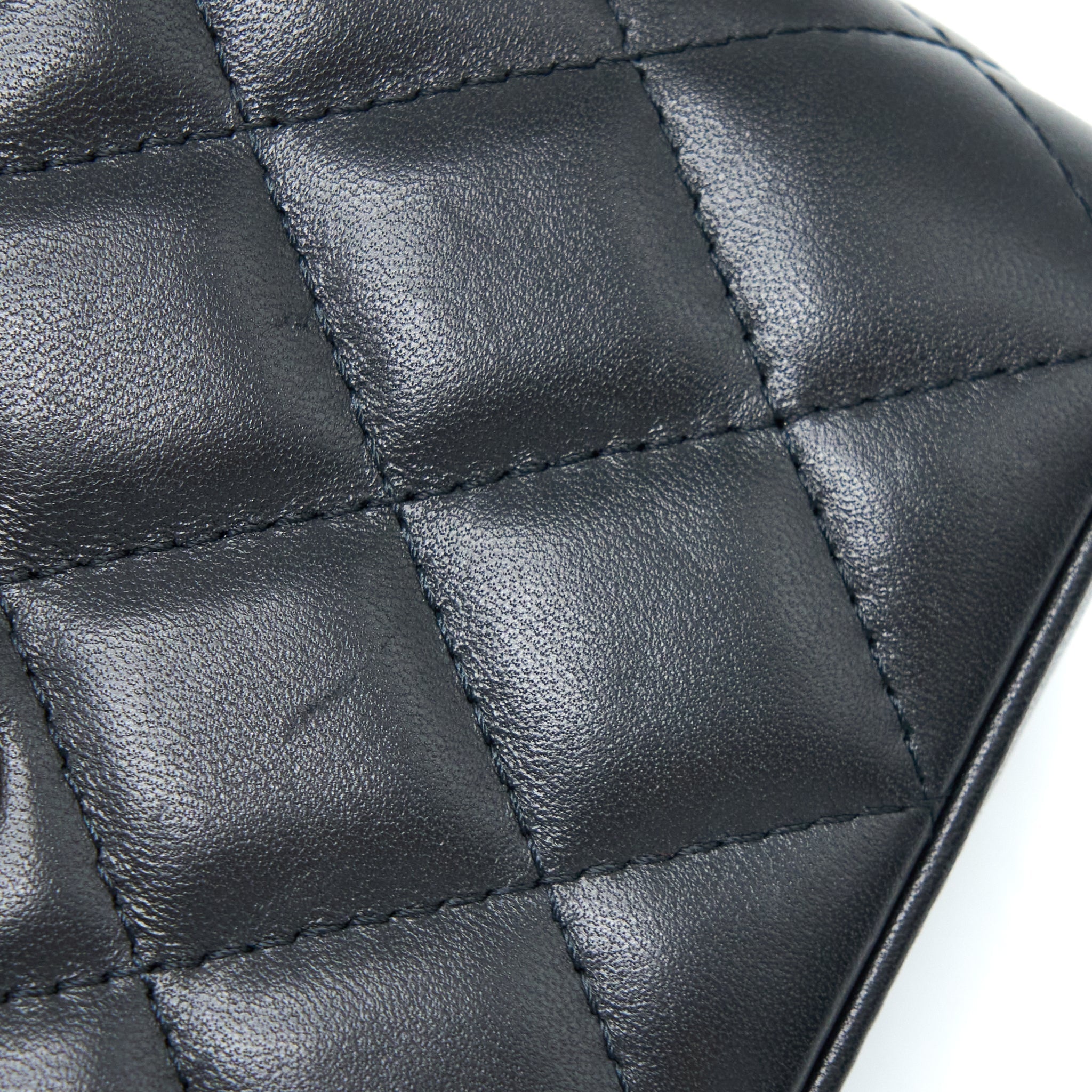 CHANEL PEAR CRUSH LONG VANITY WITH CHAIN LAMBSKIN BLACK GHW