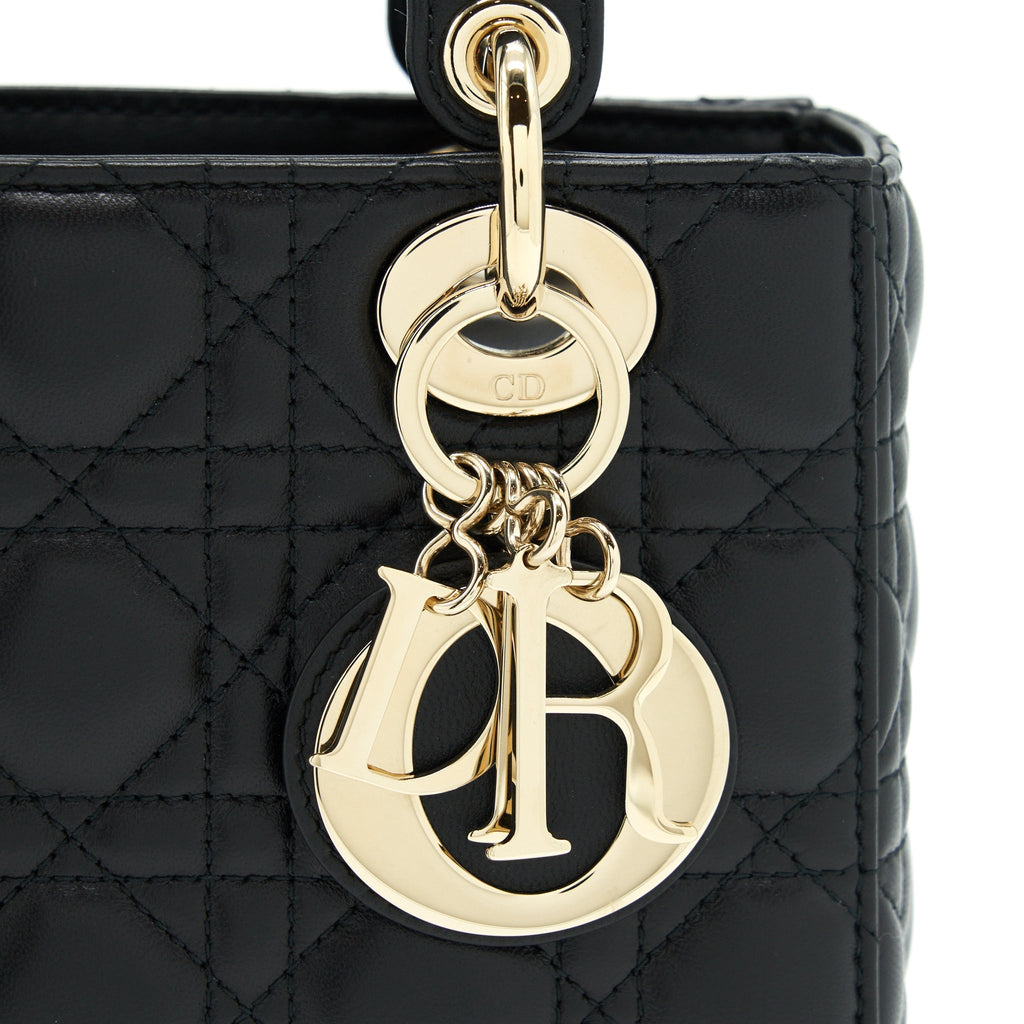 DIOR SMALL LADY DIOR LAMBSKIN BLACK LGHW