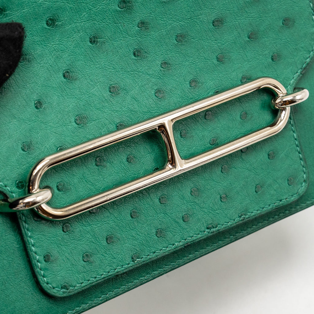 HERMES MINI ROULIS OSTRICH VERT VERTIGO SHW