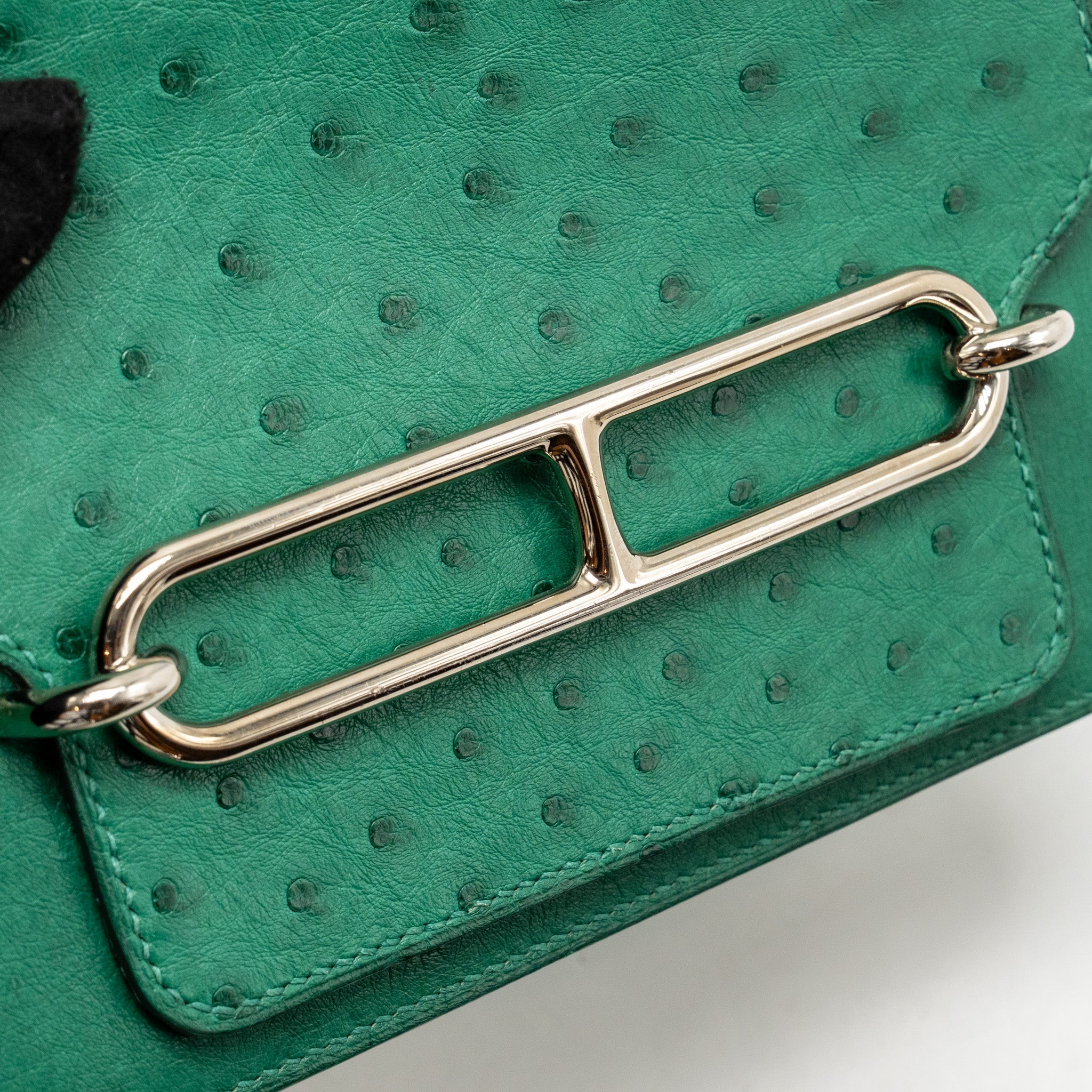 HERMES MINI ROULIS OSTRICH VERT VERTIGO SHW