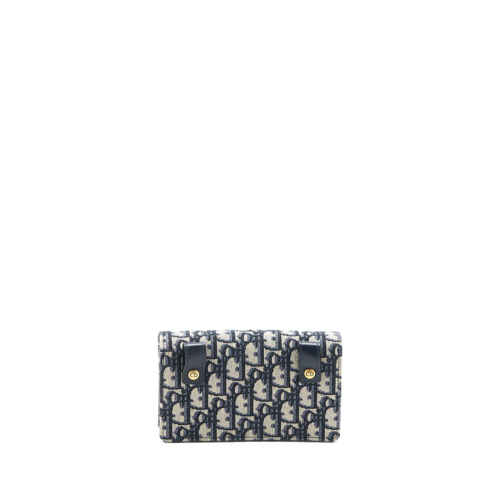 DIOR SADDLE BELT BAG BLUE OBLIQUE JACQUARD CANVAS GHW