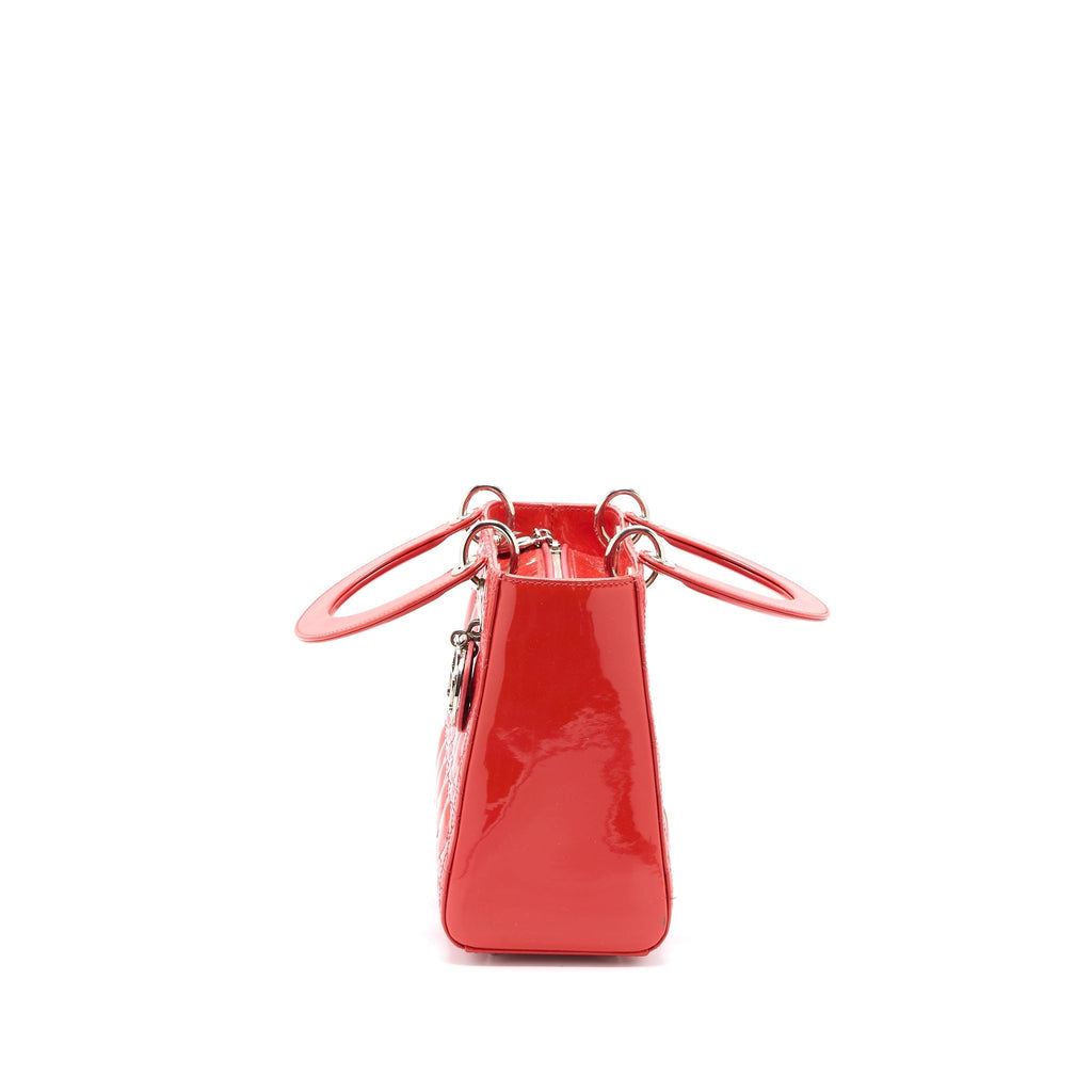 DIOR MEDIUM LADY DIOR PATENT CORAL SHW