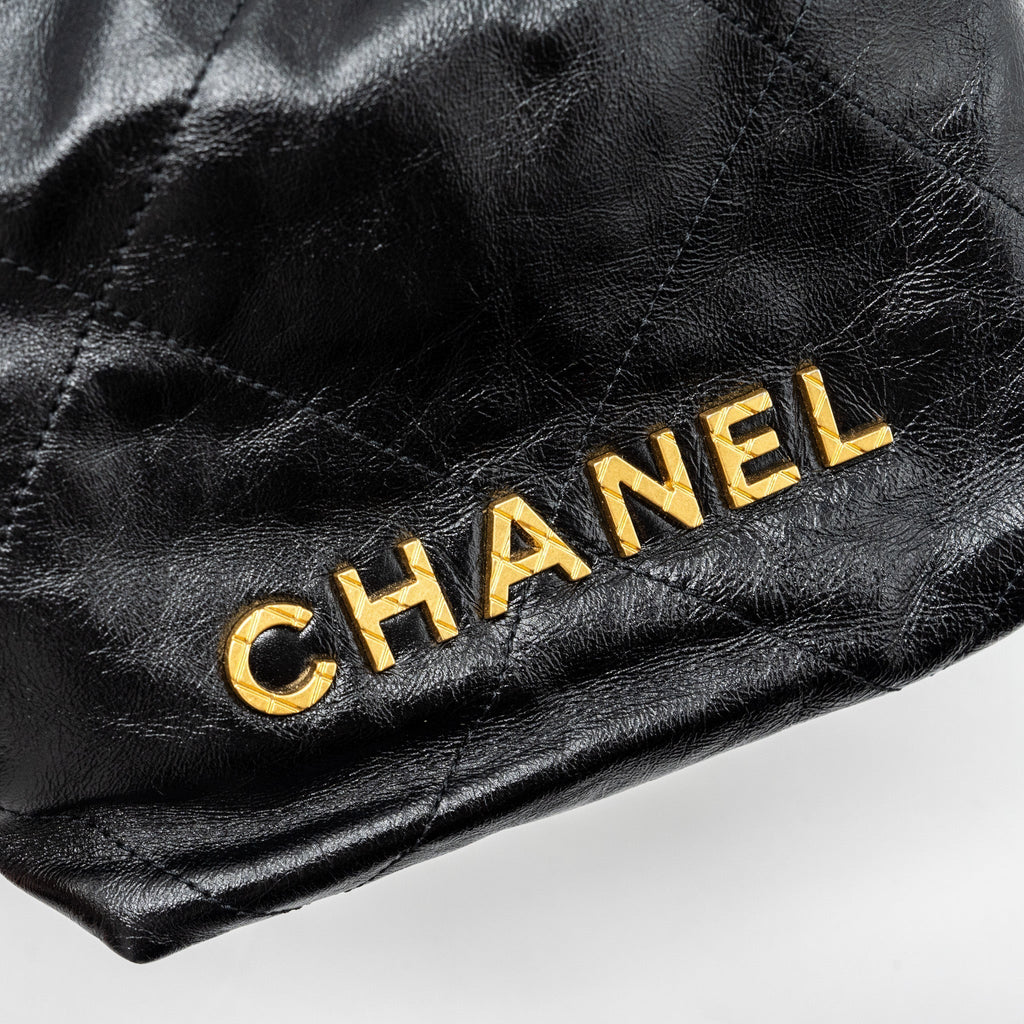 CHANEL 23S MINI 22 BAG WITH PEARL SHINY CALFSKIN GHW (MICROCHIP)