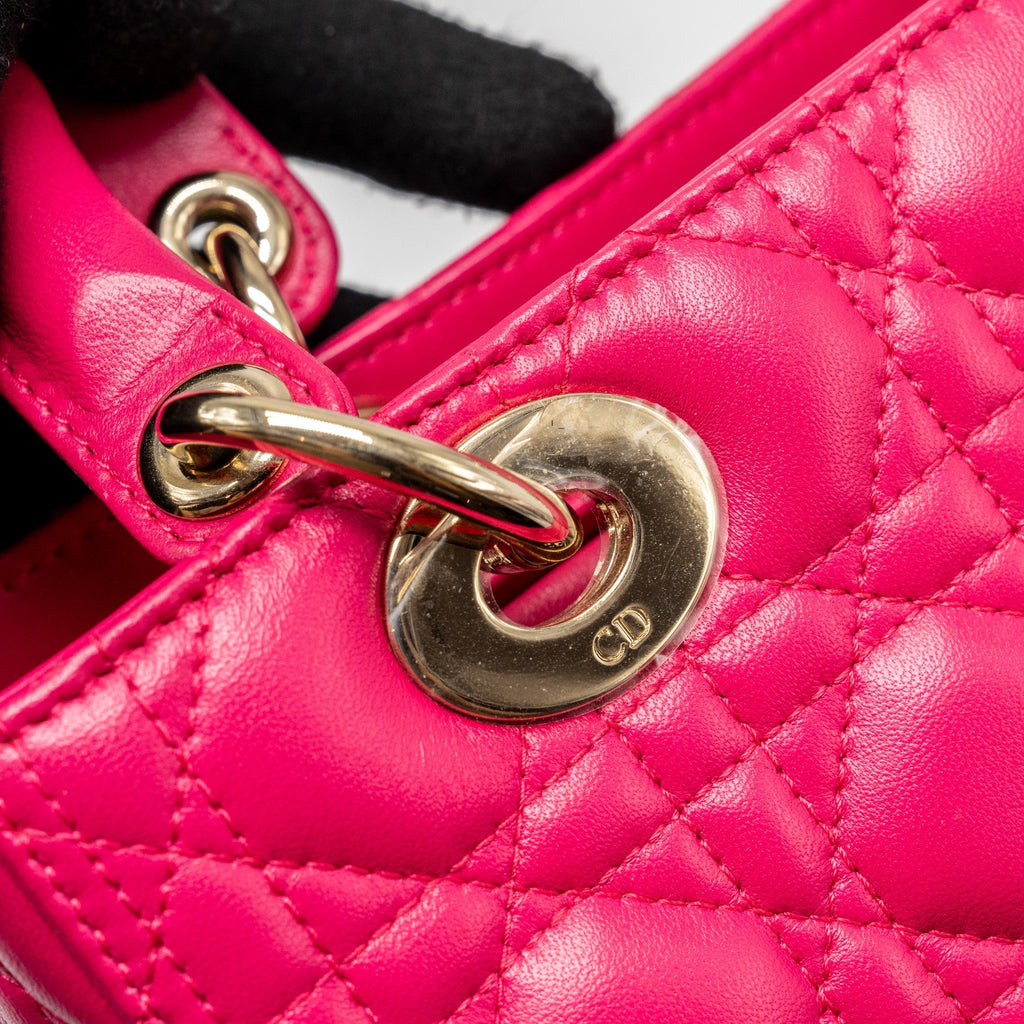 DIOR MEDIUM LADY DIOR LAMBSKIN PINK LGHW