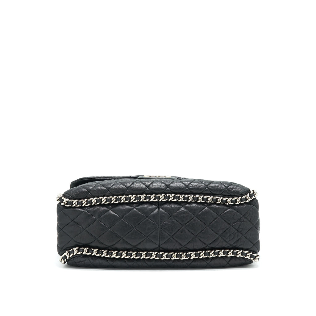 CHANEL QUILTED LEATHER WITH CHAIN SHOULDER BAG XL BLACK SHW