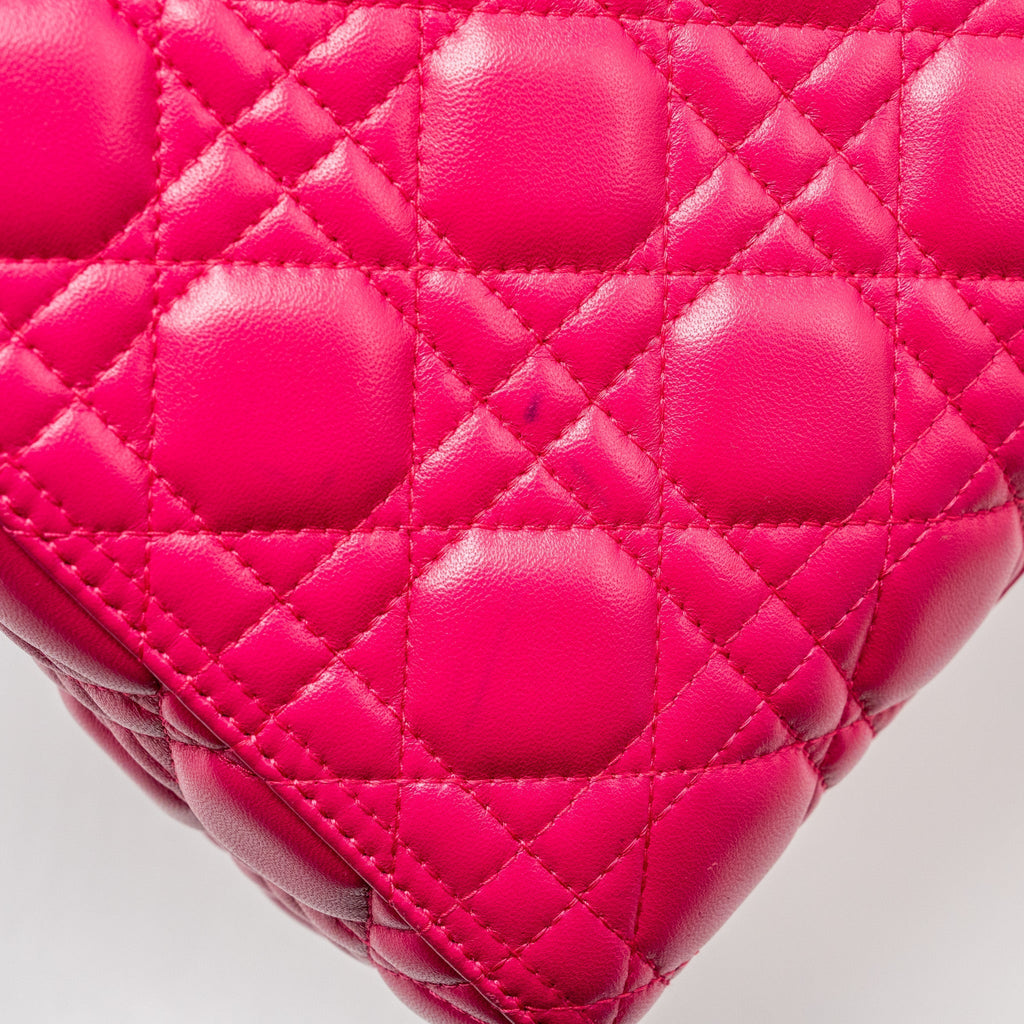 DIOR MEDIUM LADY DIOR LAMBSKIN PINK LGHW