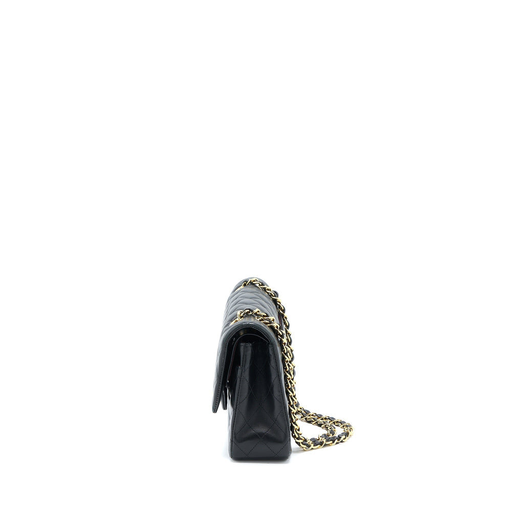 CHANEL MEDIUM CLASSIC DOUBLE FLAP BAG LAMBSKIN BLACK GHW