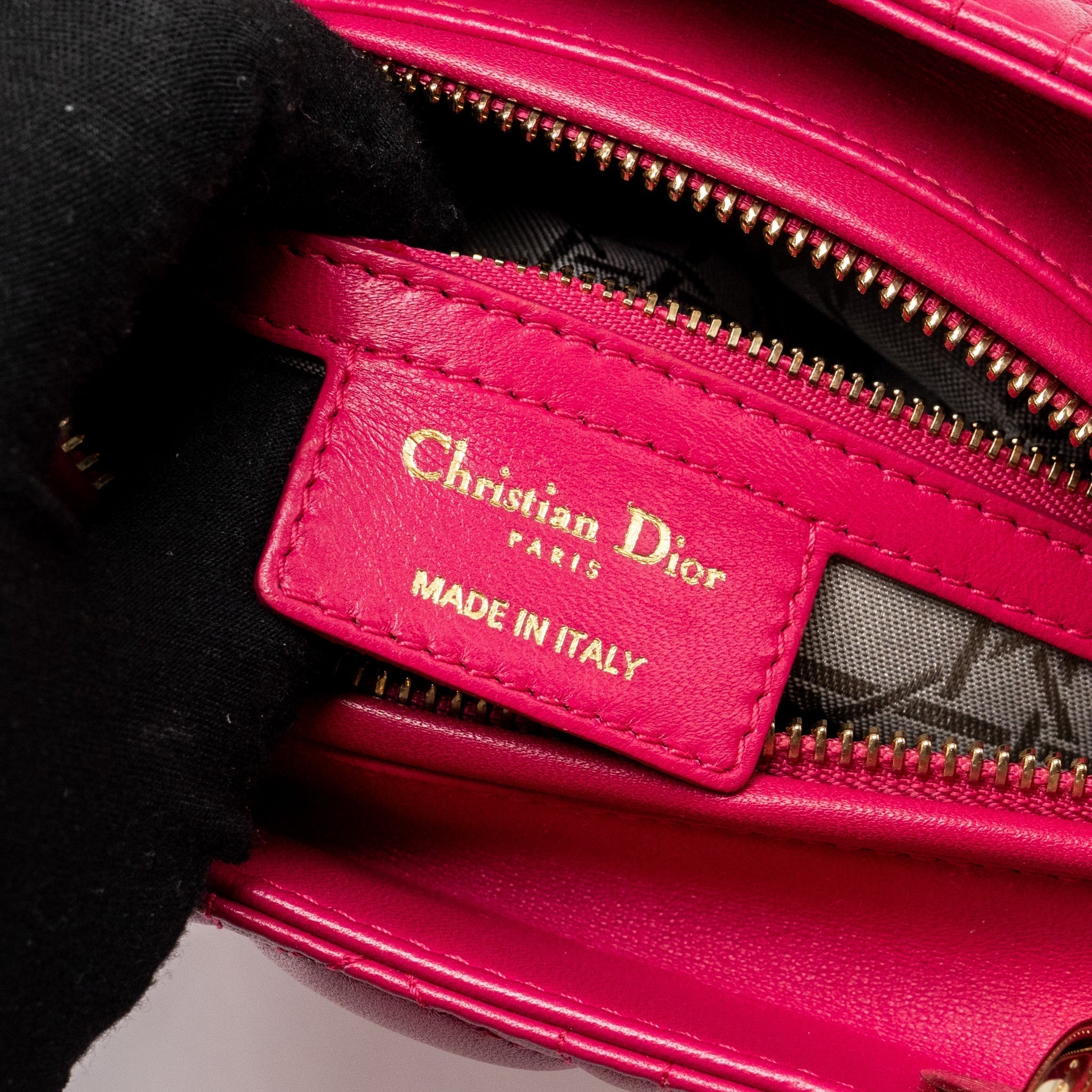 DIOR MEDIUM LADY DIOR LAMBSKIN PINK LGHW