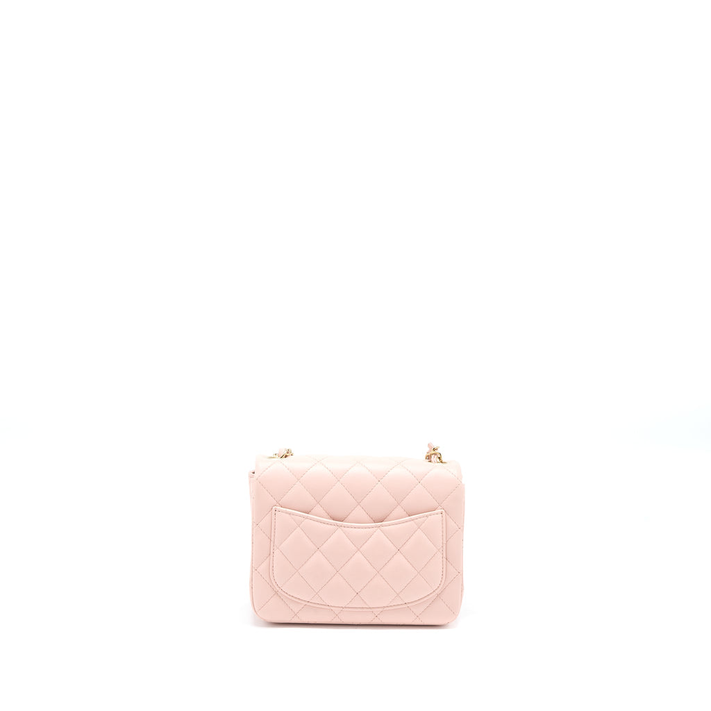 CHANEL MINI SQUARE FLAP BAG LAMBSKIN LIGHT PINK LGHW (MICROCHIP)