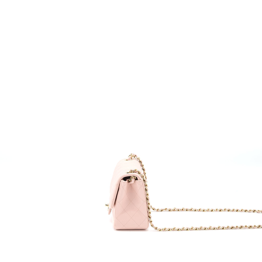 CHANEL MINI SQUARE FLAP BAG LAMBSKIN LIGHT PINK LGHW (MICROCHIP)