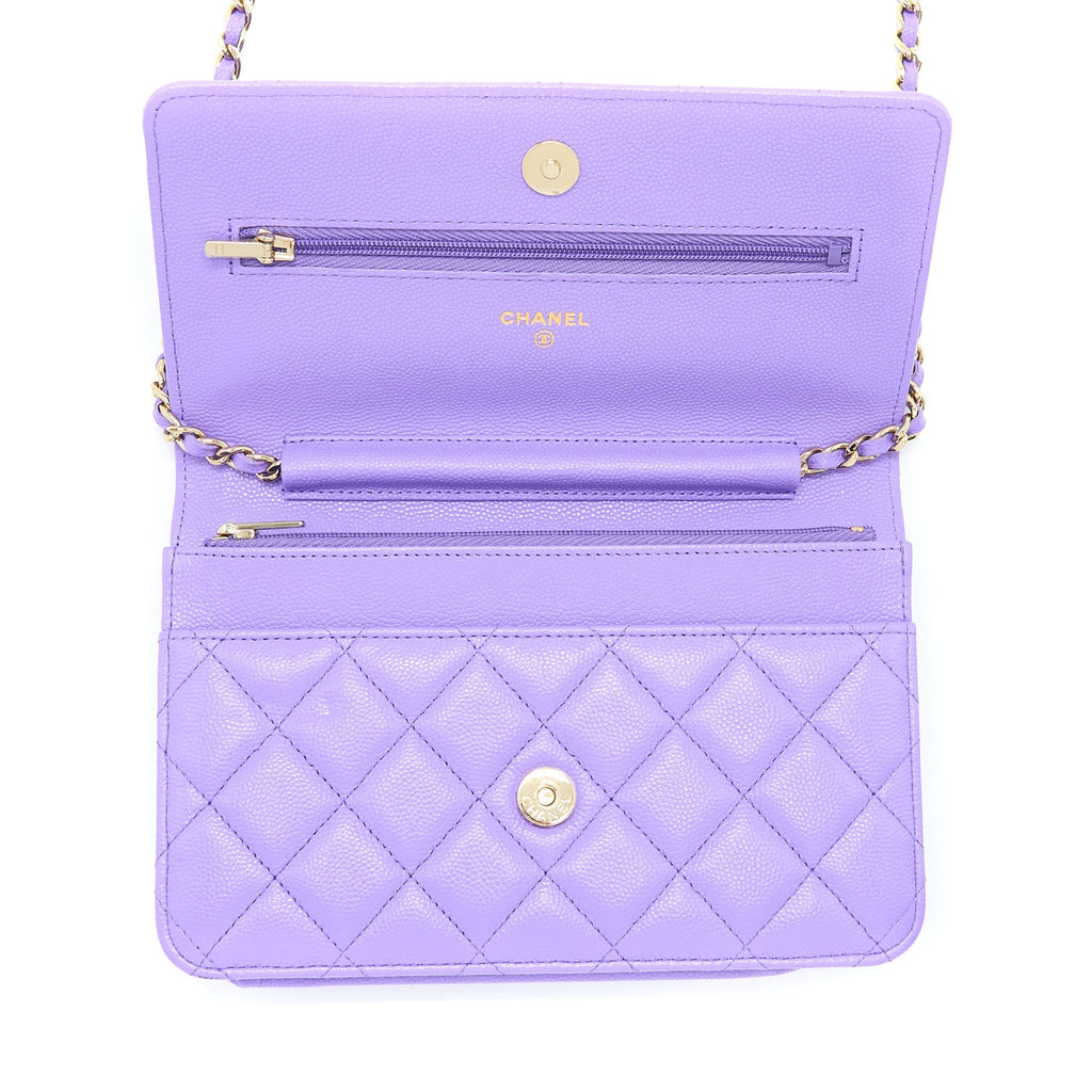 CHANEL CLASSIC WALLET ON CHAIN CAVIAR PURPLE LGHW