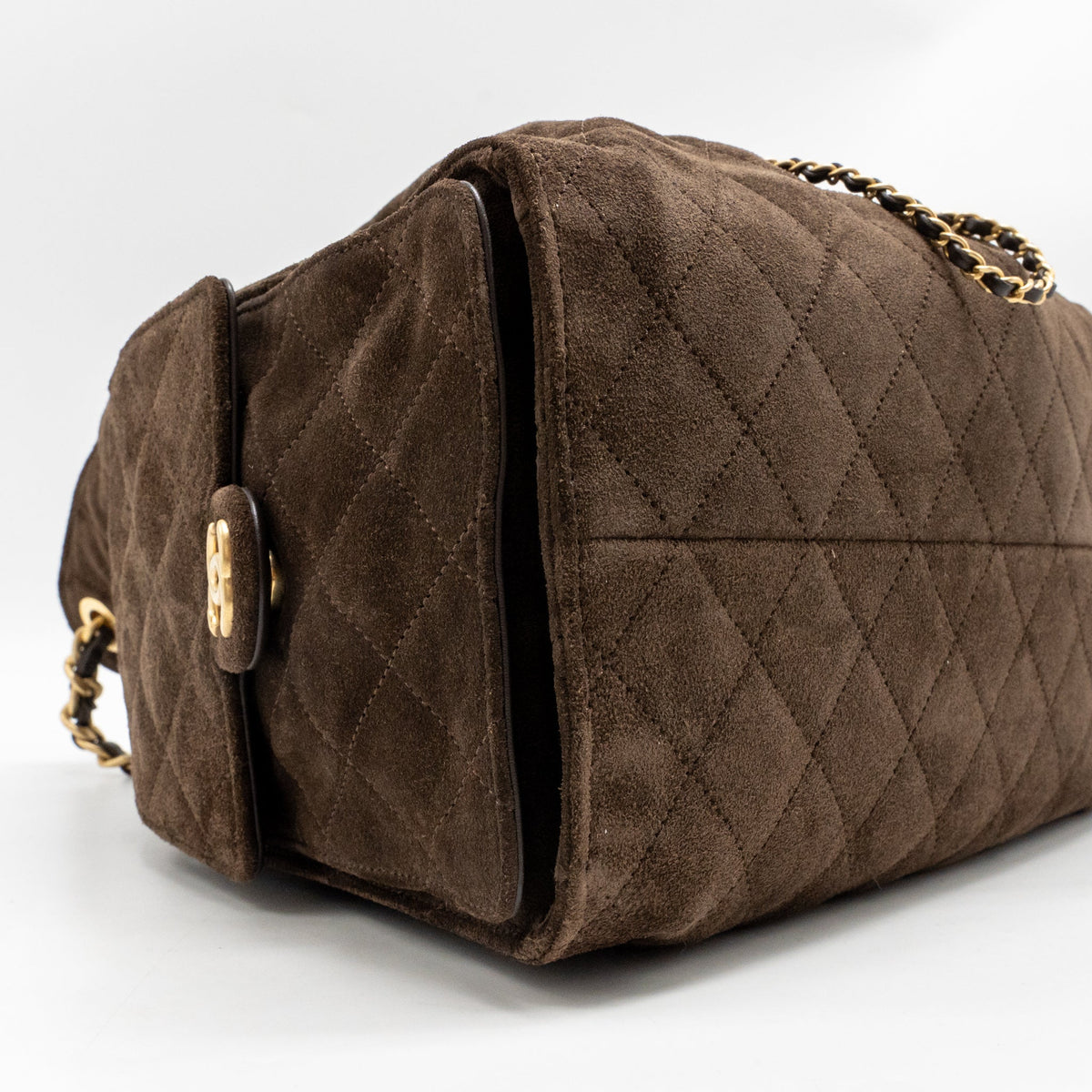 Chanel Medium 25 bag suede leather brown GHW (microchip)