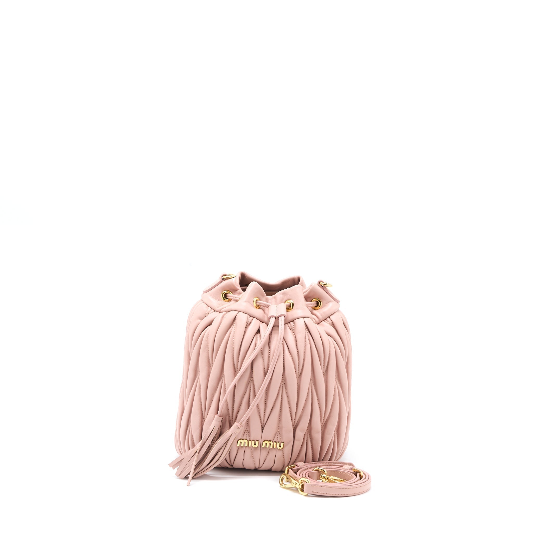 MIUMIU SECCHIELLO MATELASSE CROSSBODY BAG NAPPA LAMBSKIN PINK GHW