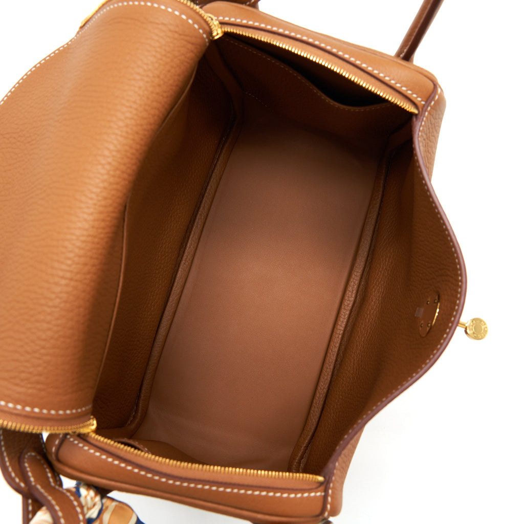Hermes Lindy 26 Clemence Gold GHW With An Extra Twilly