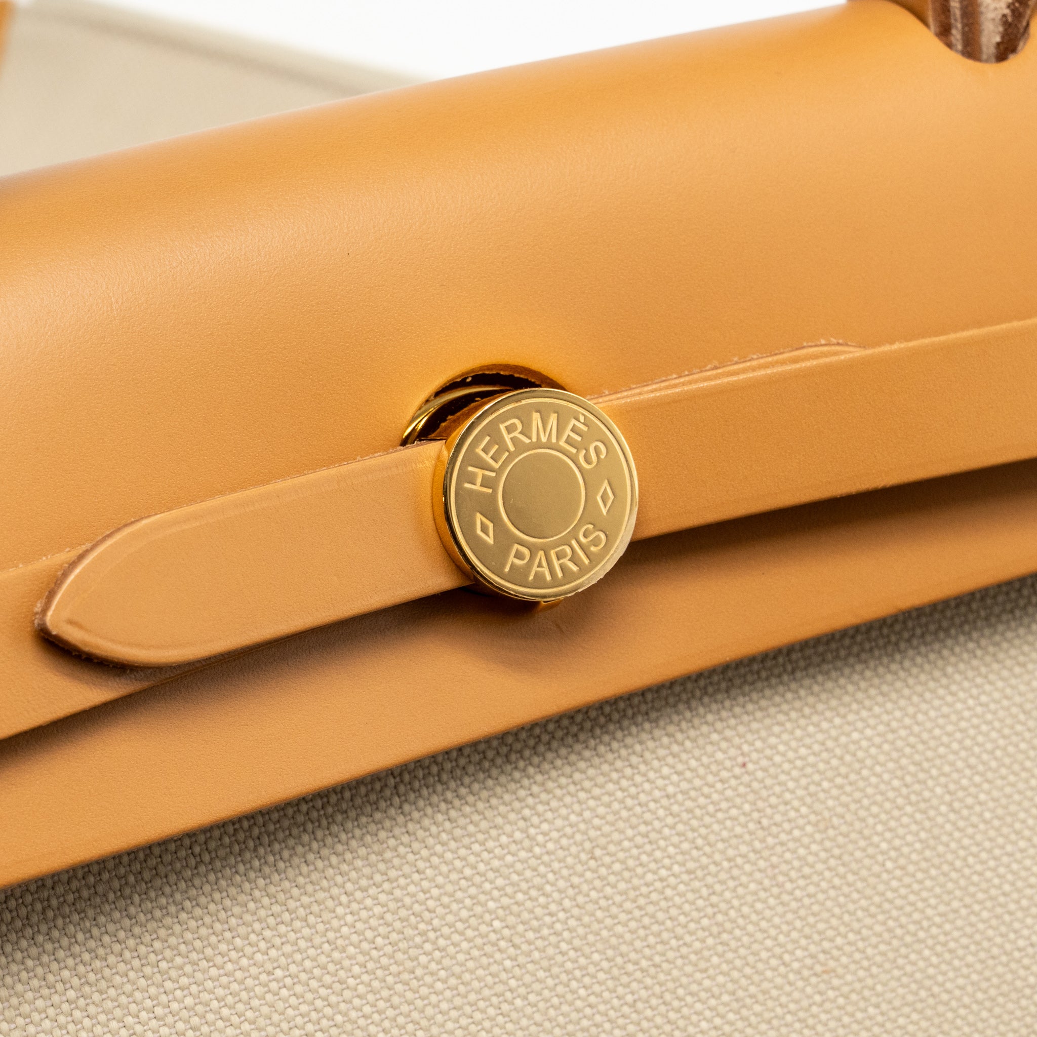 HERMES HERBAG 31 ZIP BAG CANVAS/HUNTER LEATHER BETON/NATUREL SABLE GHW