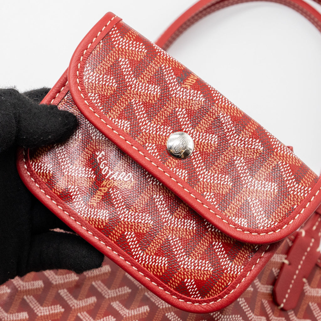 GOYARD MINI ANJOU TOTE BAG CANVAS/ CALFSKIN RED SHW