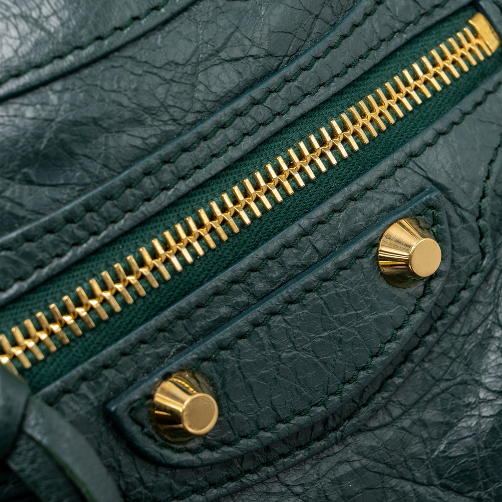 BALENCIAGA MINI CITY BAG DARK GREEN GHW